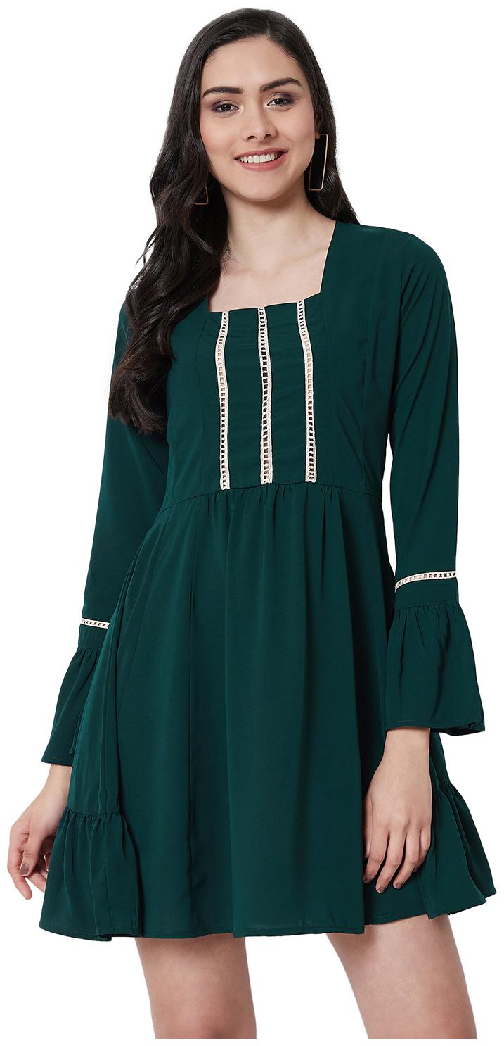 

NUN Green Solid Fit flare dress