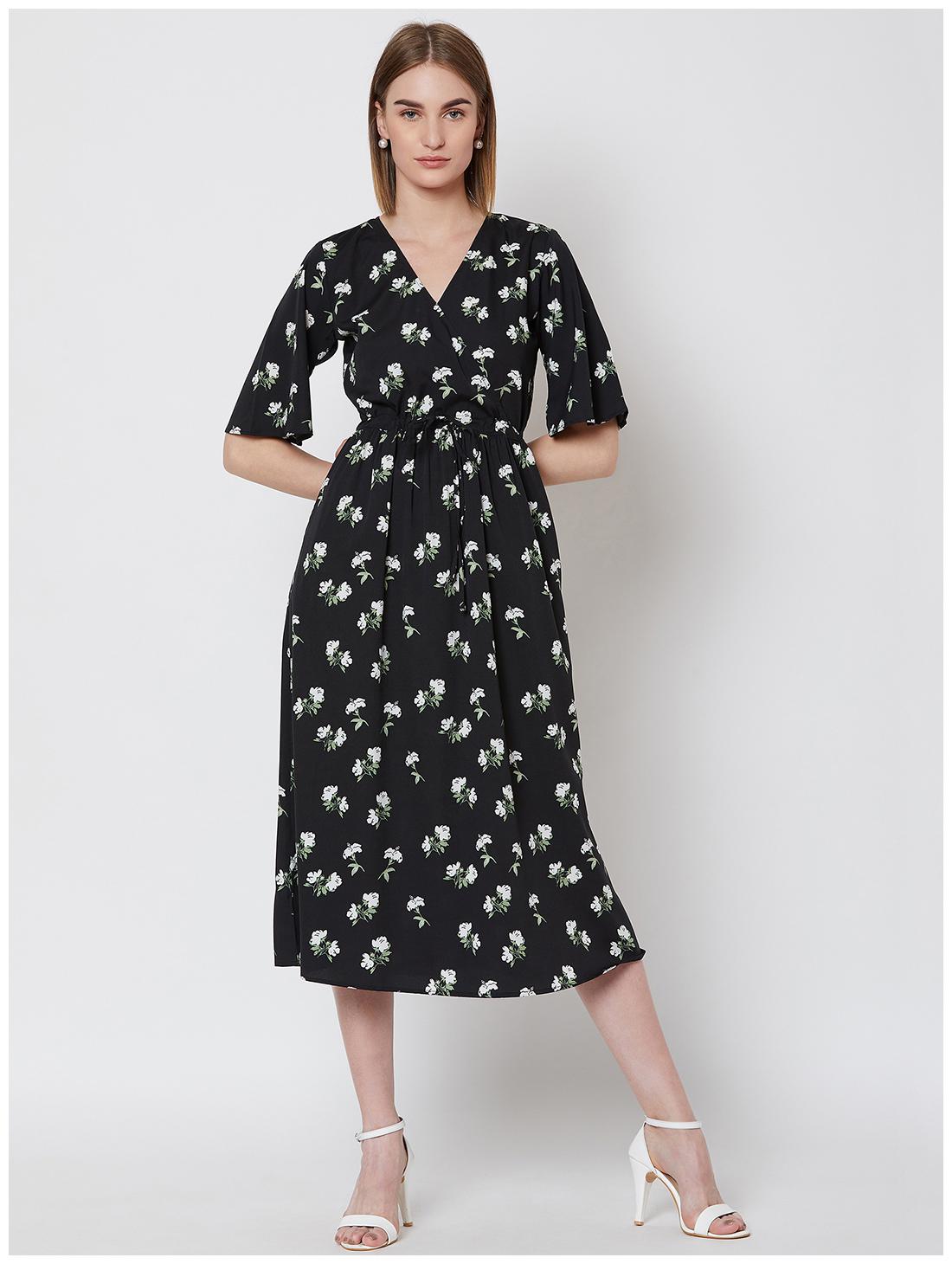 

NUN Black Floral Fit flare dress