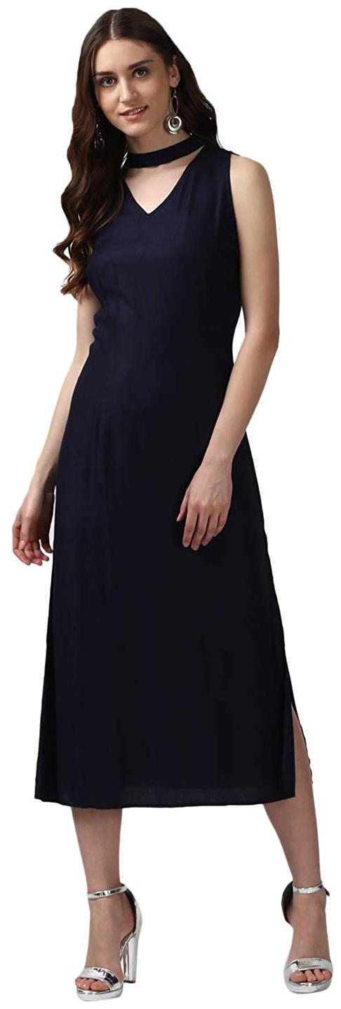 

NUN Blue Solid Sheath dress
