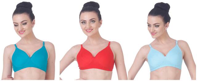 NutexSangini Pack of 3 Non Padded Cotton Stick On Bra - Multi
