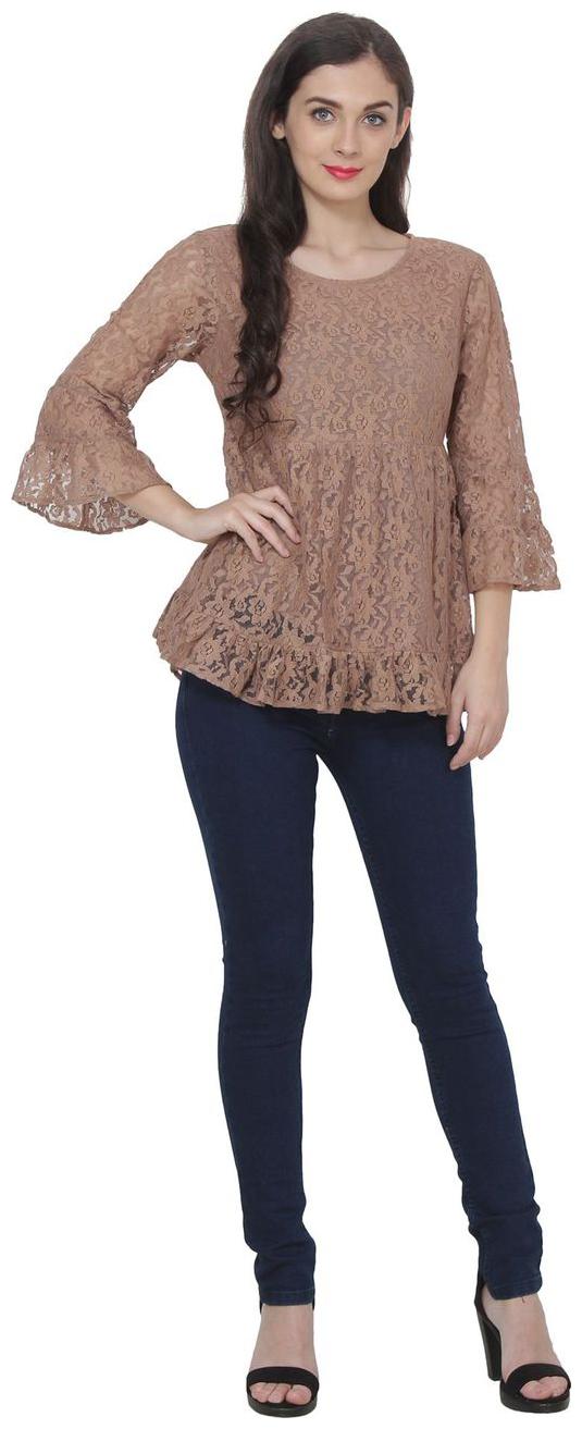 

Niomi Women Solid A-line top - Beige
