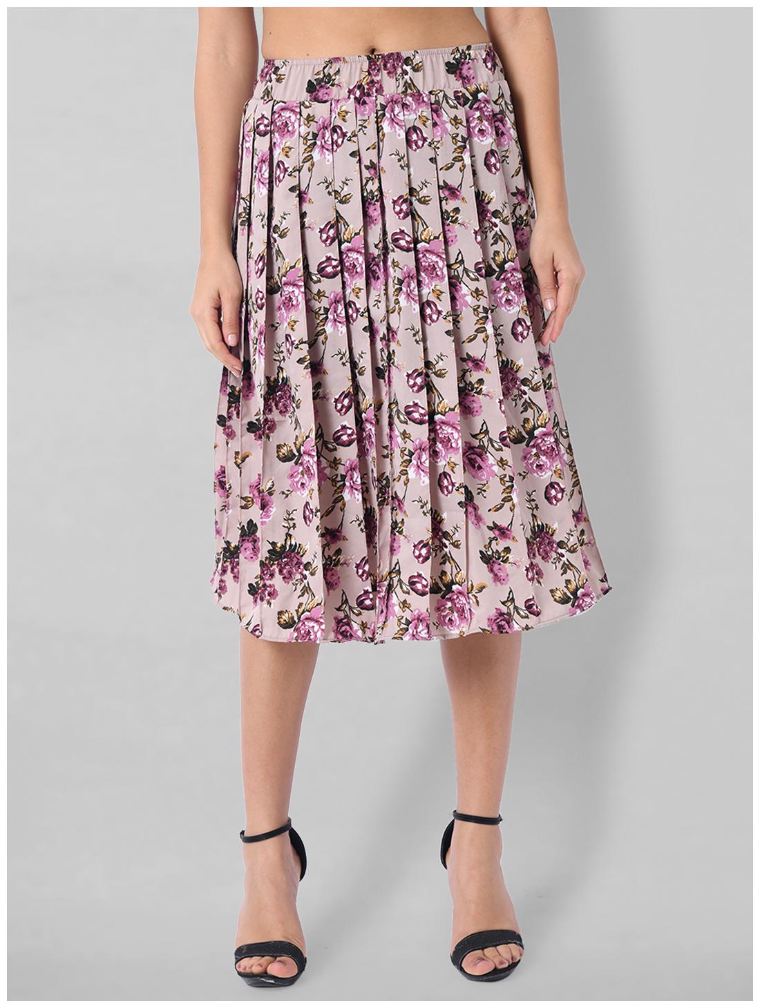 

O Madam Crepe Floral Multi Pleated Skirt For Women