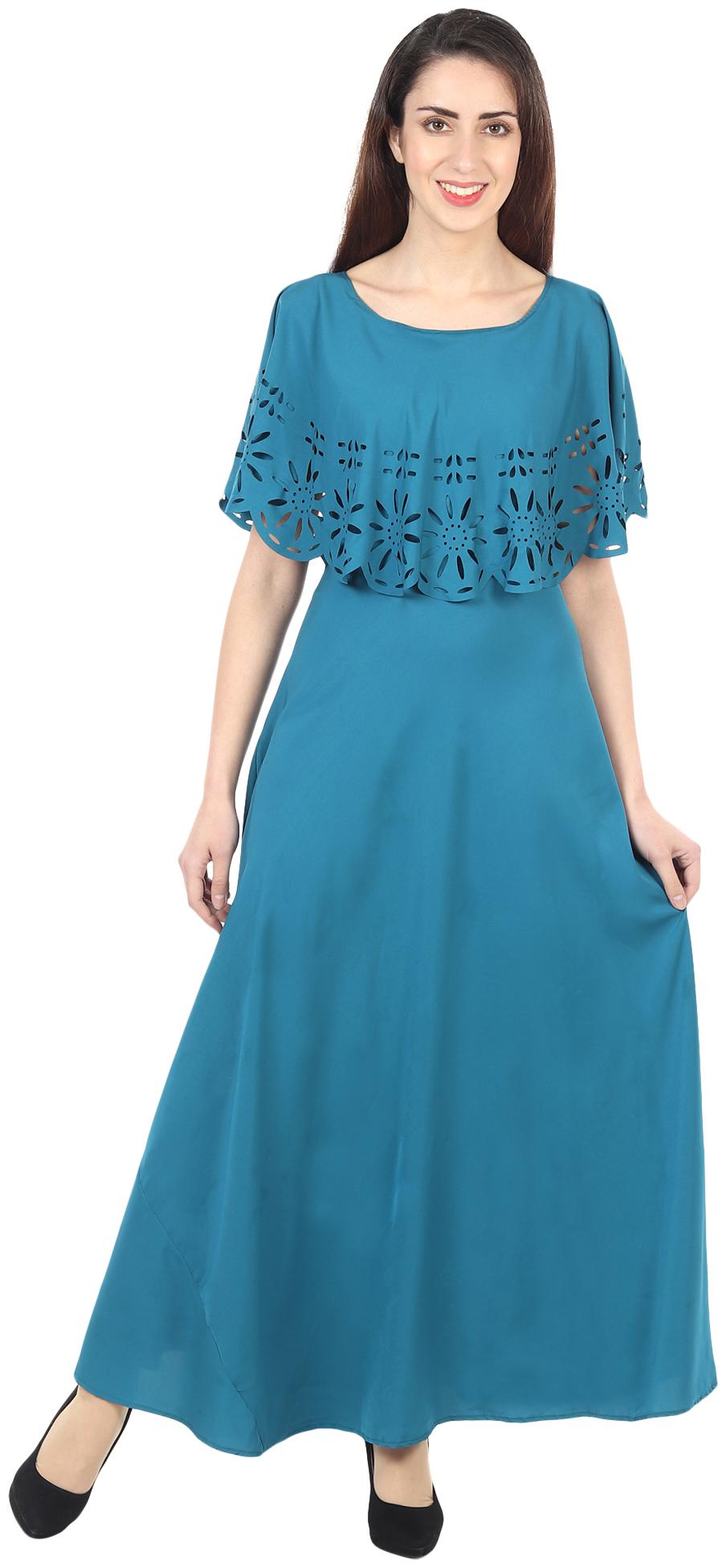

O Madam Blue Solid Maxi dress