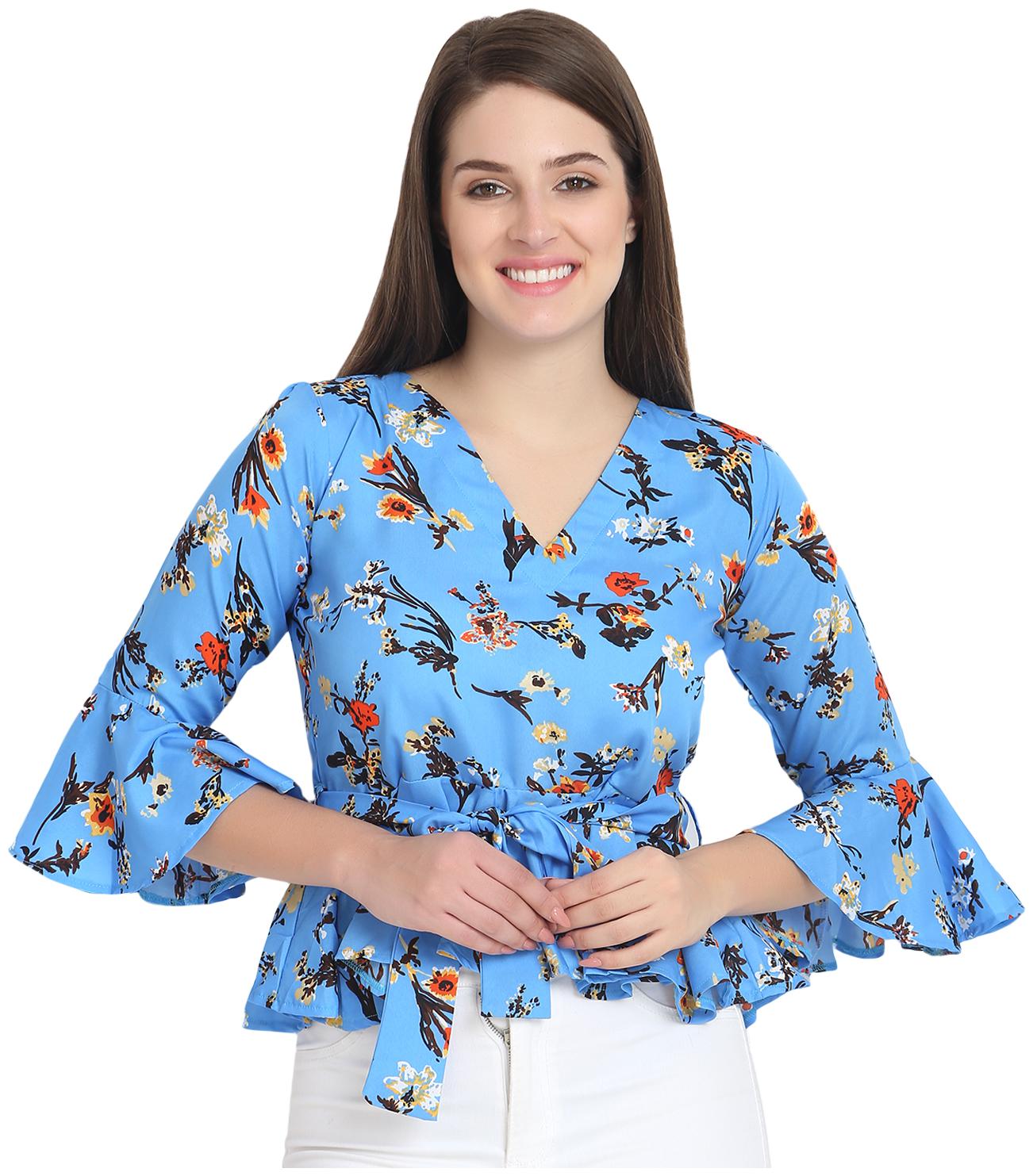 

O Madam Women Floral Regular top - Blue