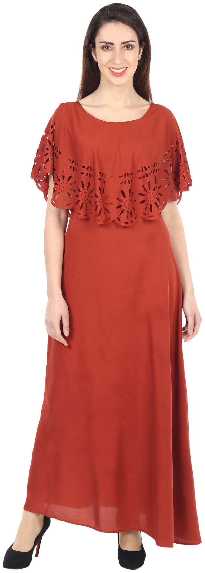 

O Madam Brown Solid Maxi dress