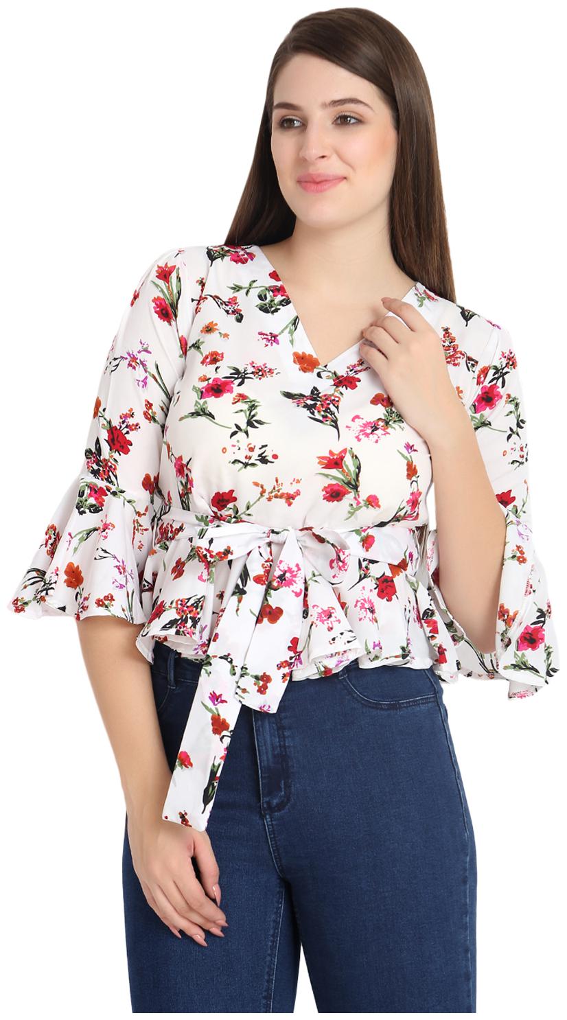 

O Madam Women Floral Regular top - White