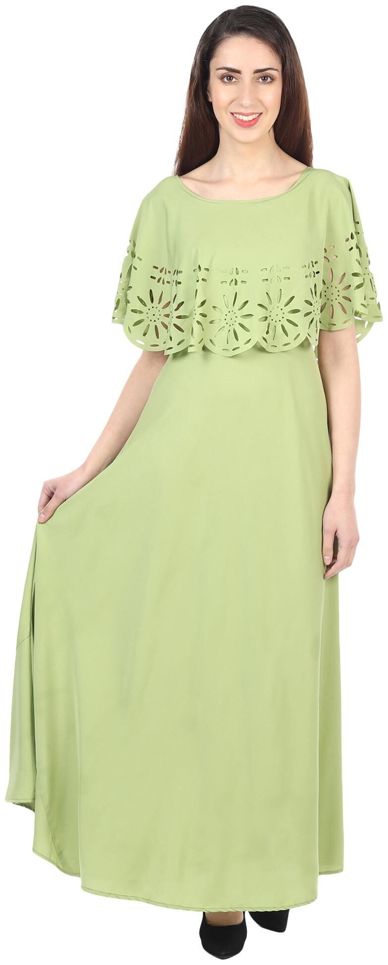 

O Madam Green Solid Maxi dress