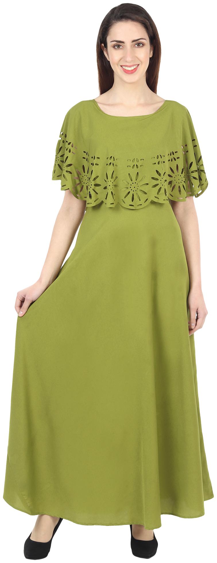 

O Madam Green Solid Maxi dress