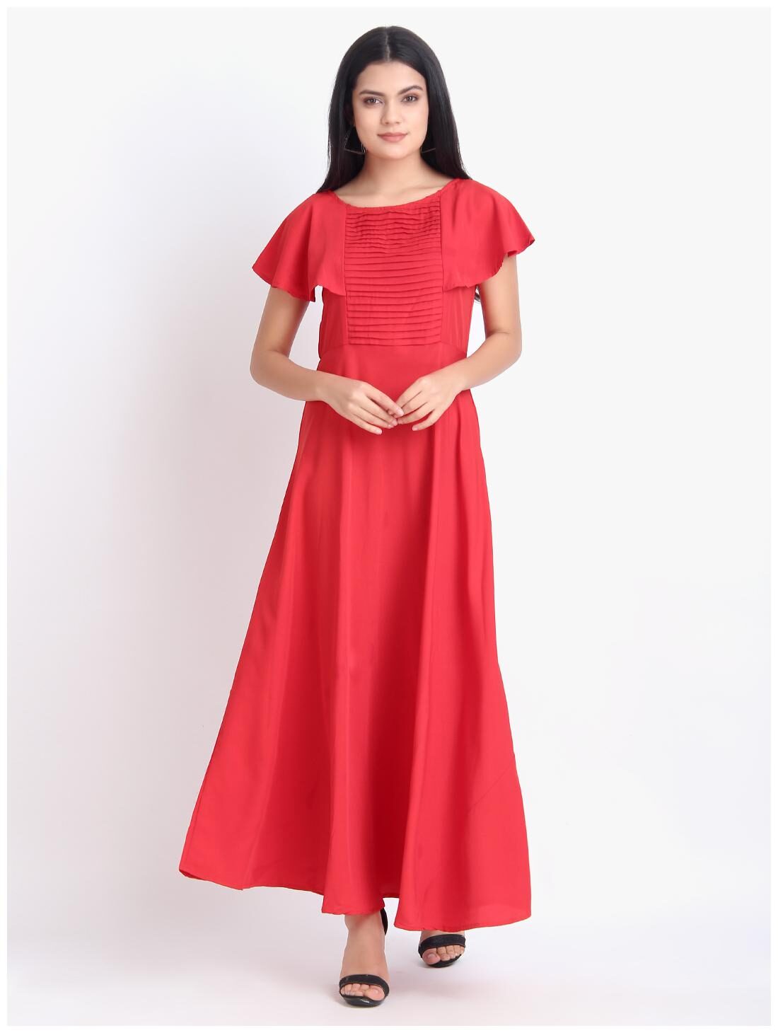 

O Madam Red Solid Maxi dress