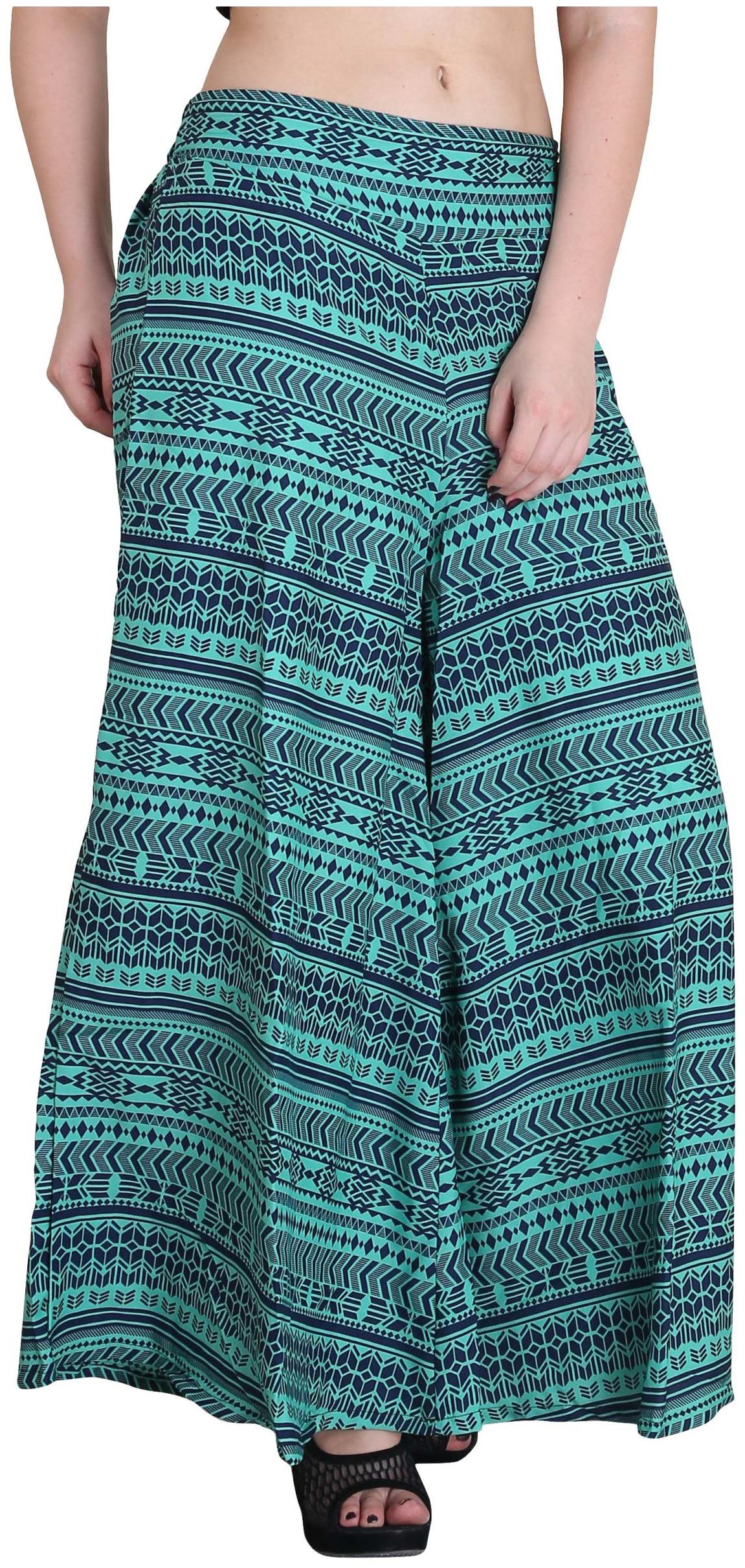 

O Madam Green Printed Flared Palazzo
