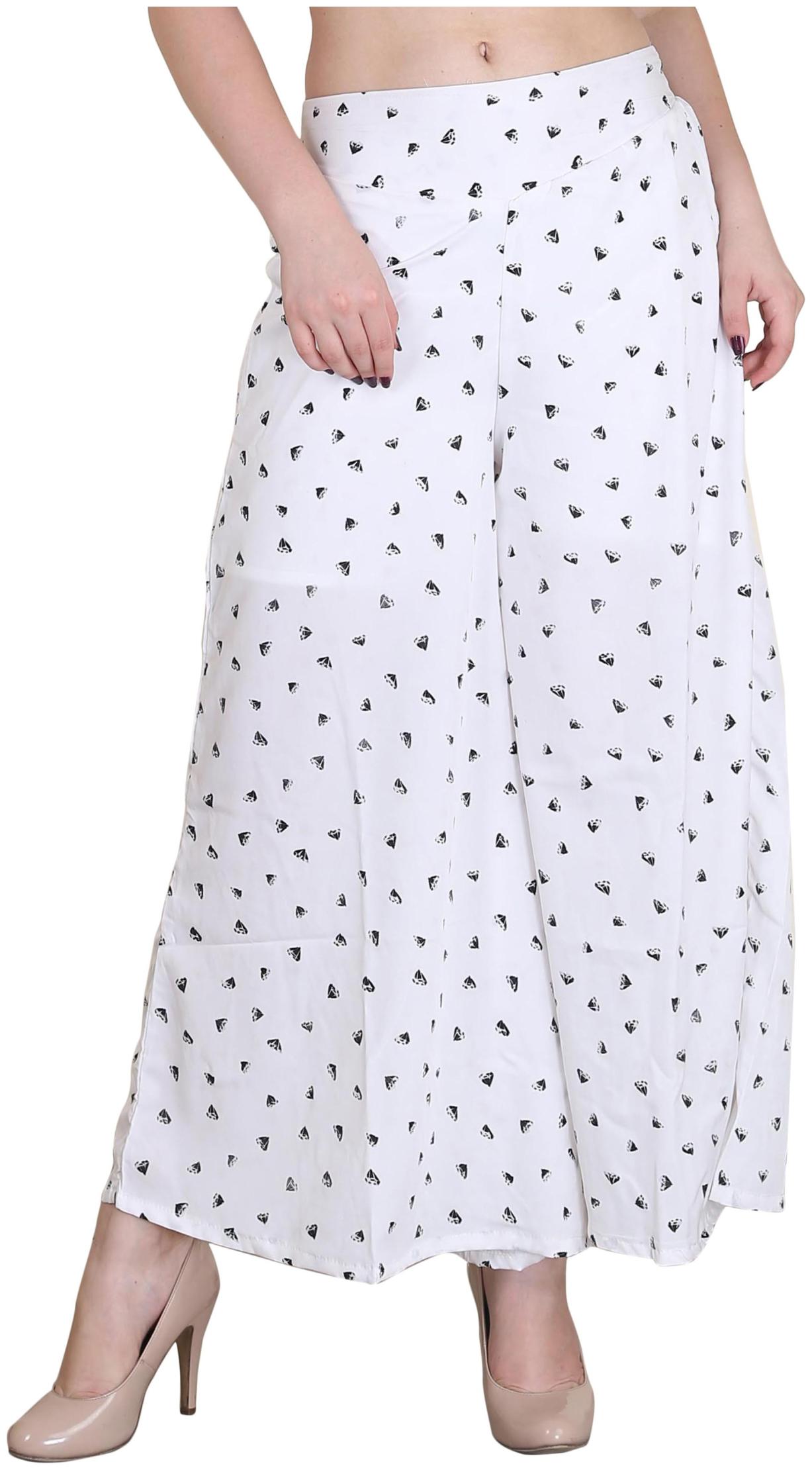 

O Madam White Printed Flared Palazzo