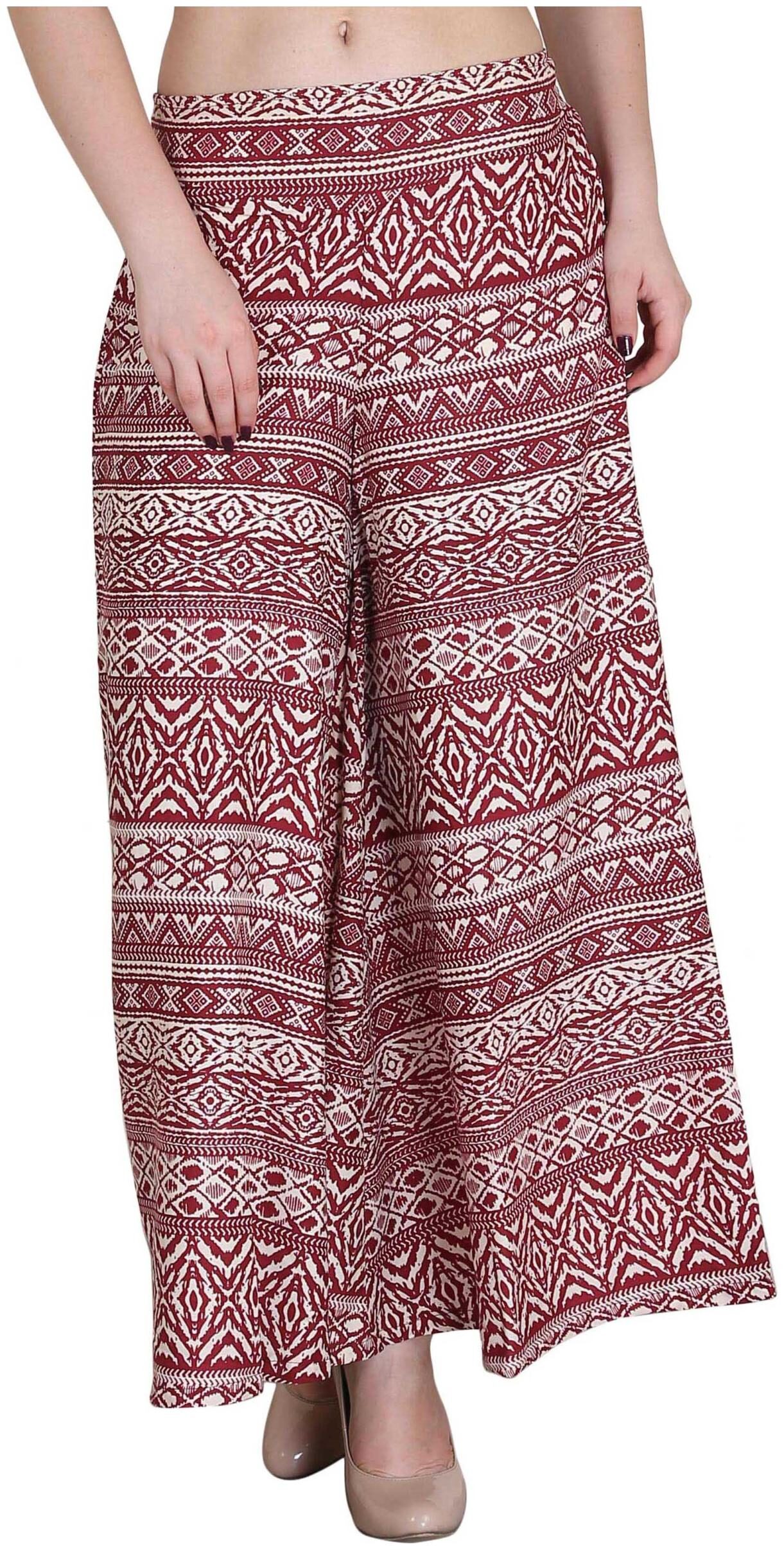 

O Madam Maroon Printed Flared Palazzo