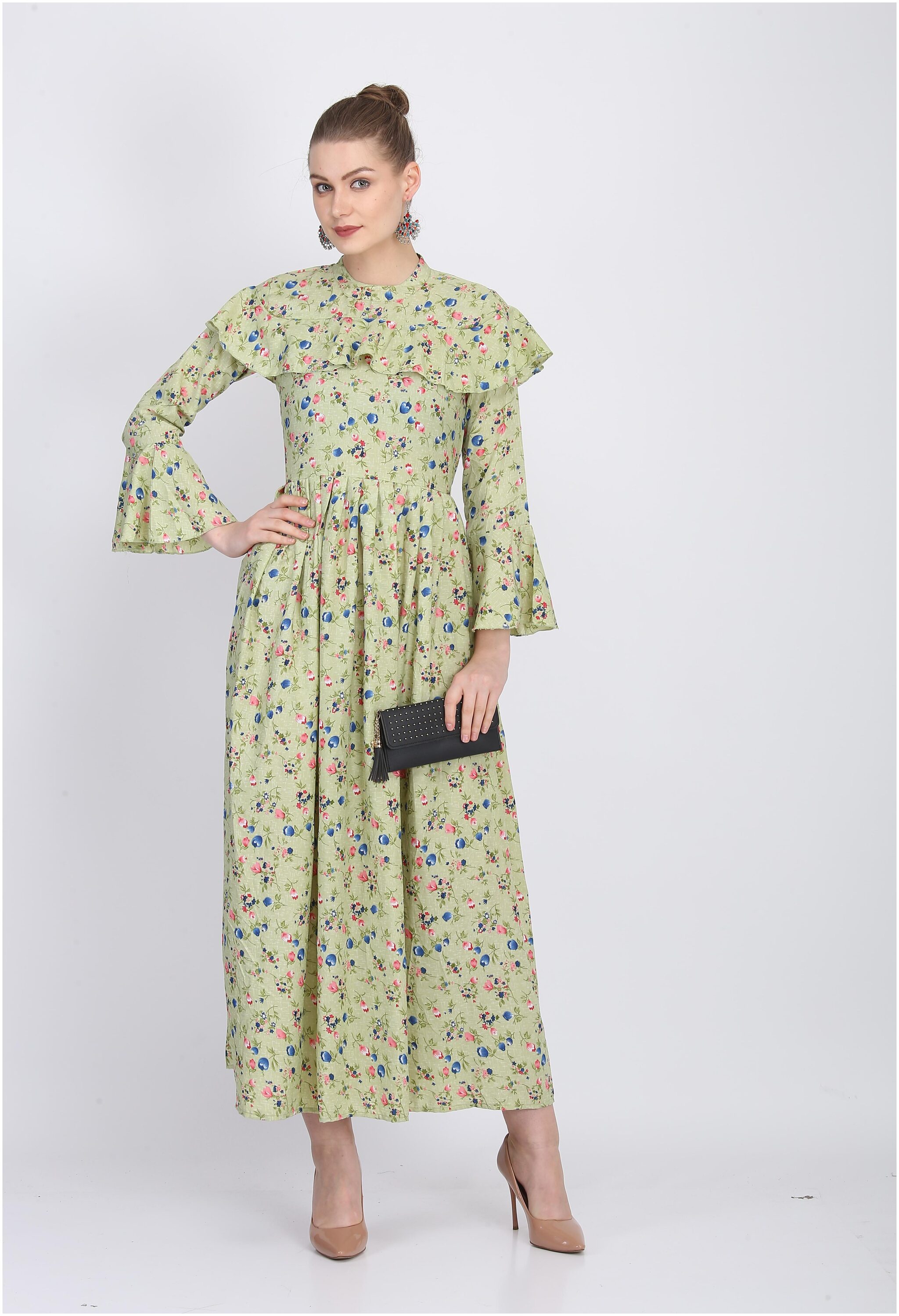 

O Madam Green Floral Maxi dress