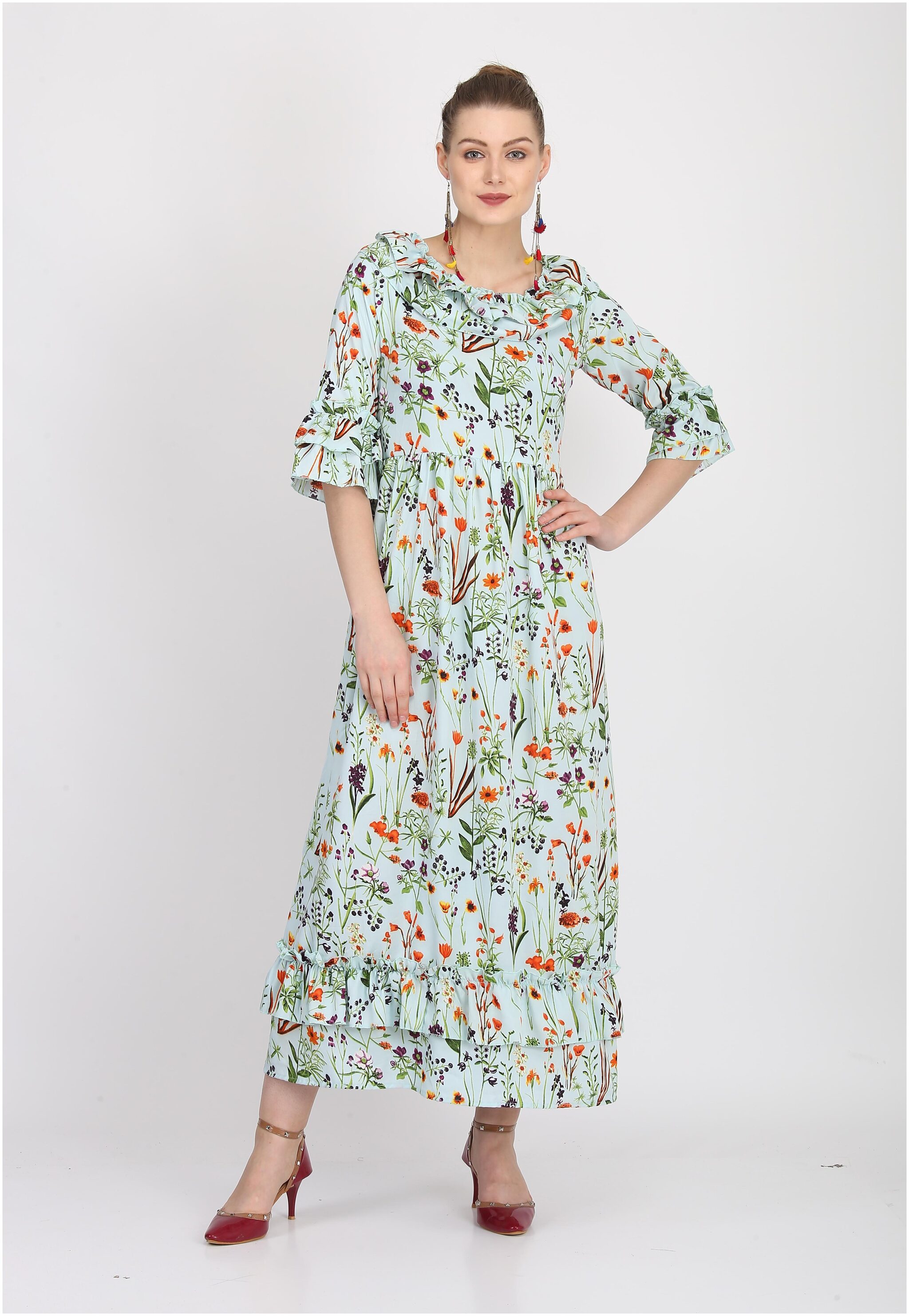 

O Madam Green Floral Maxi dress