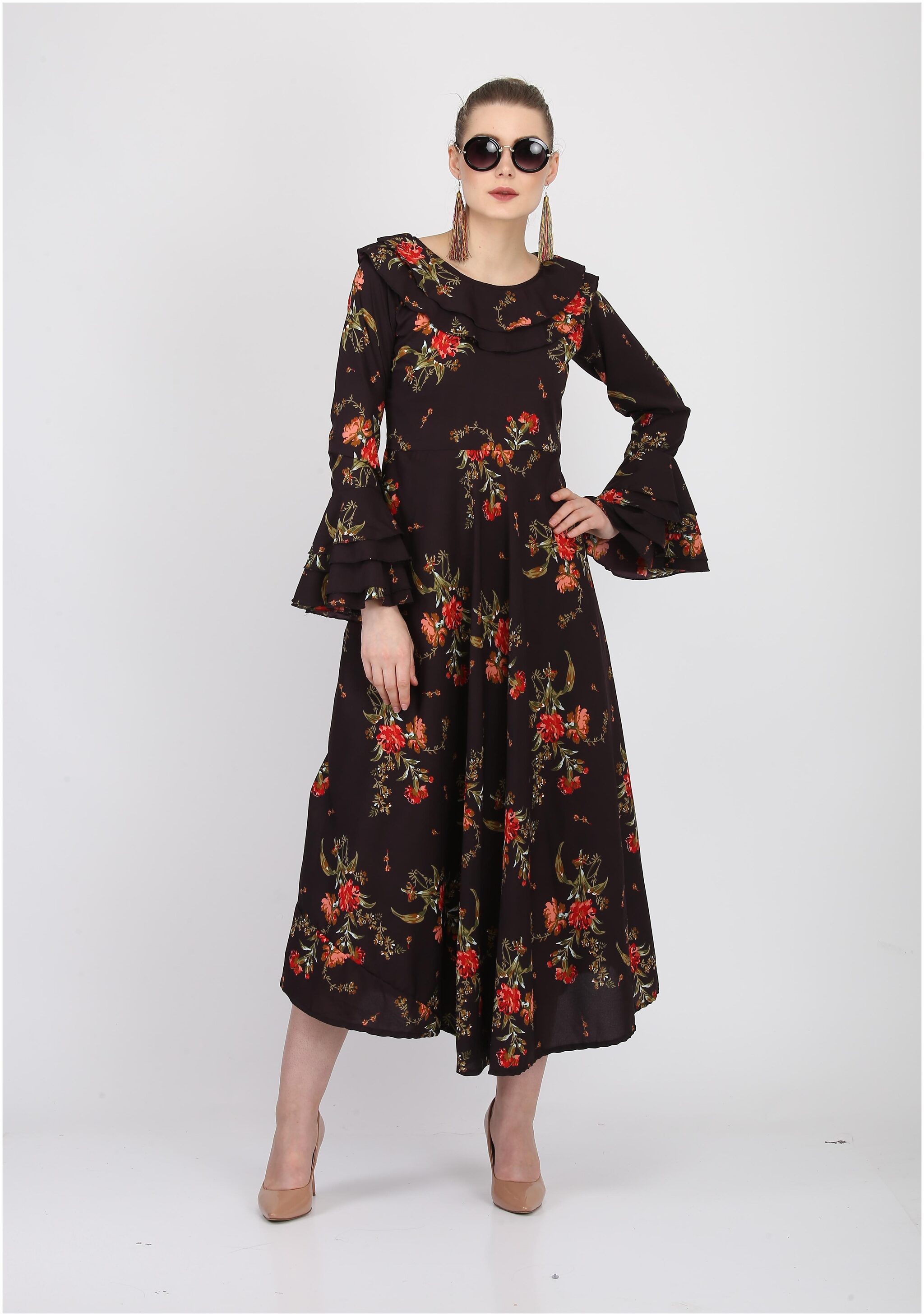 

O Madam Brown Floral Maxi dress