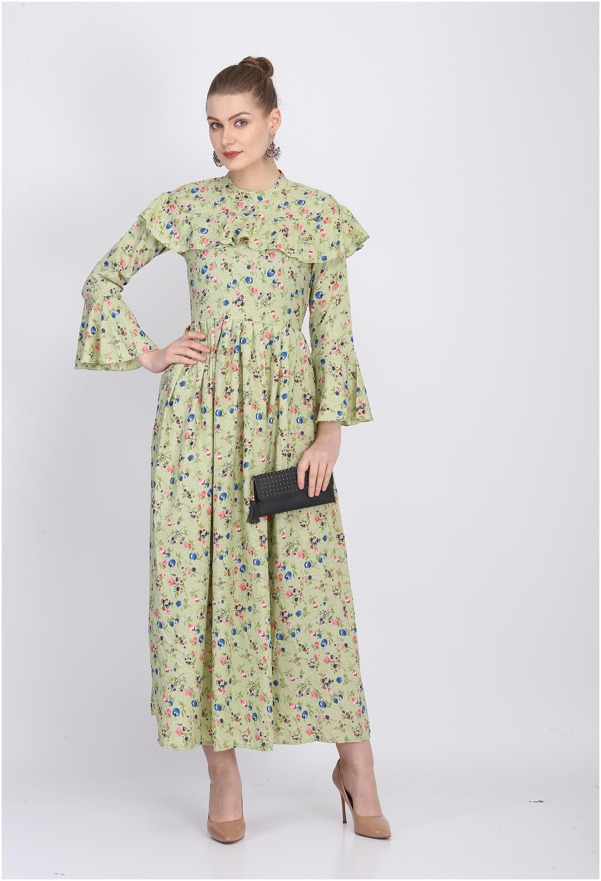 

O Madam Green Floral Maxi dress