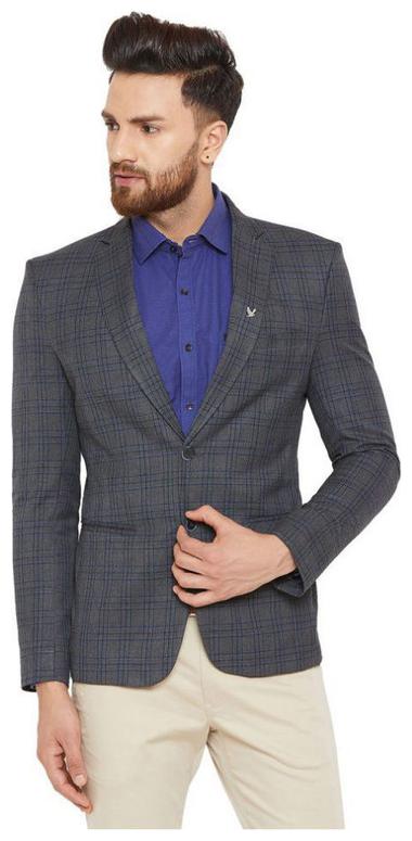 

oaks Dew Men Blue Checked Regular fit Double Breasted Blazer