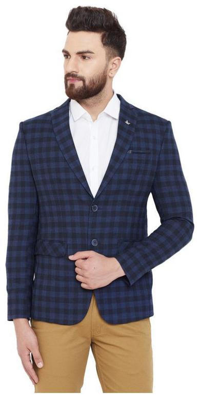 

oaks Dew Men Blue Checked Regular fit Double Breasted Blazer