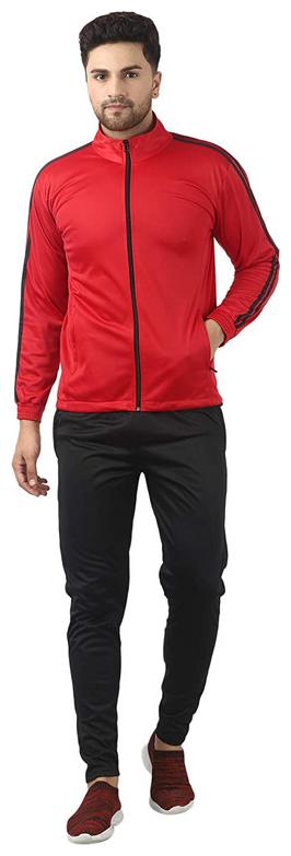 

oaks Dew Men Red Black Solid Regular Fit Track Suit