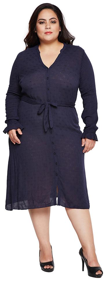 

OXOLLOXO Navy Solid A-line dress