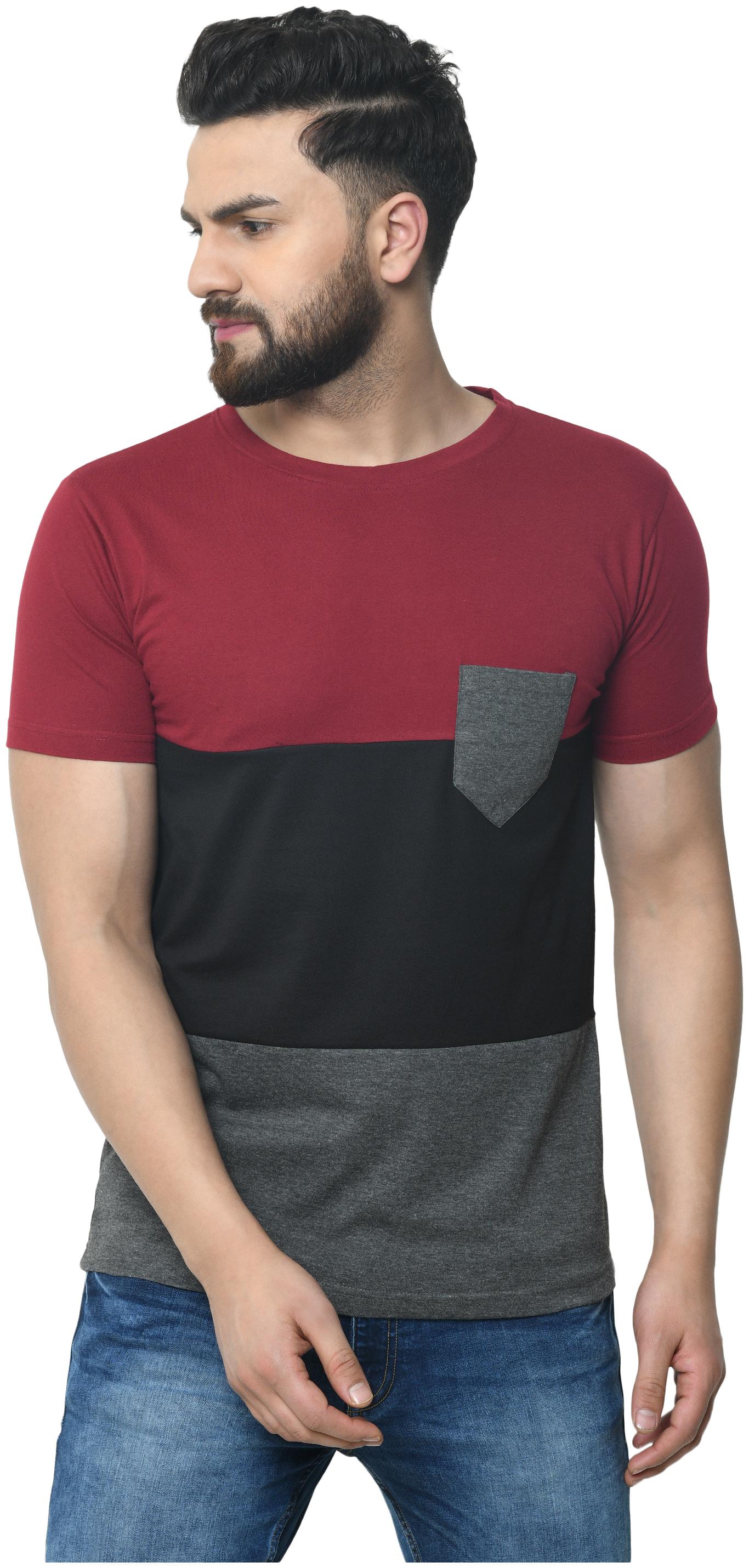 

Odoky Men Maroon Black Regular fit Cotton Round neck T-Shirt - Pack Of 1