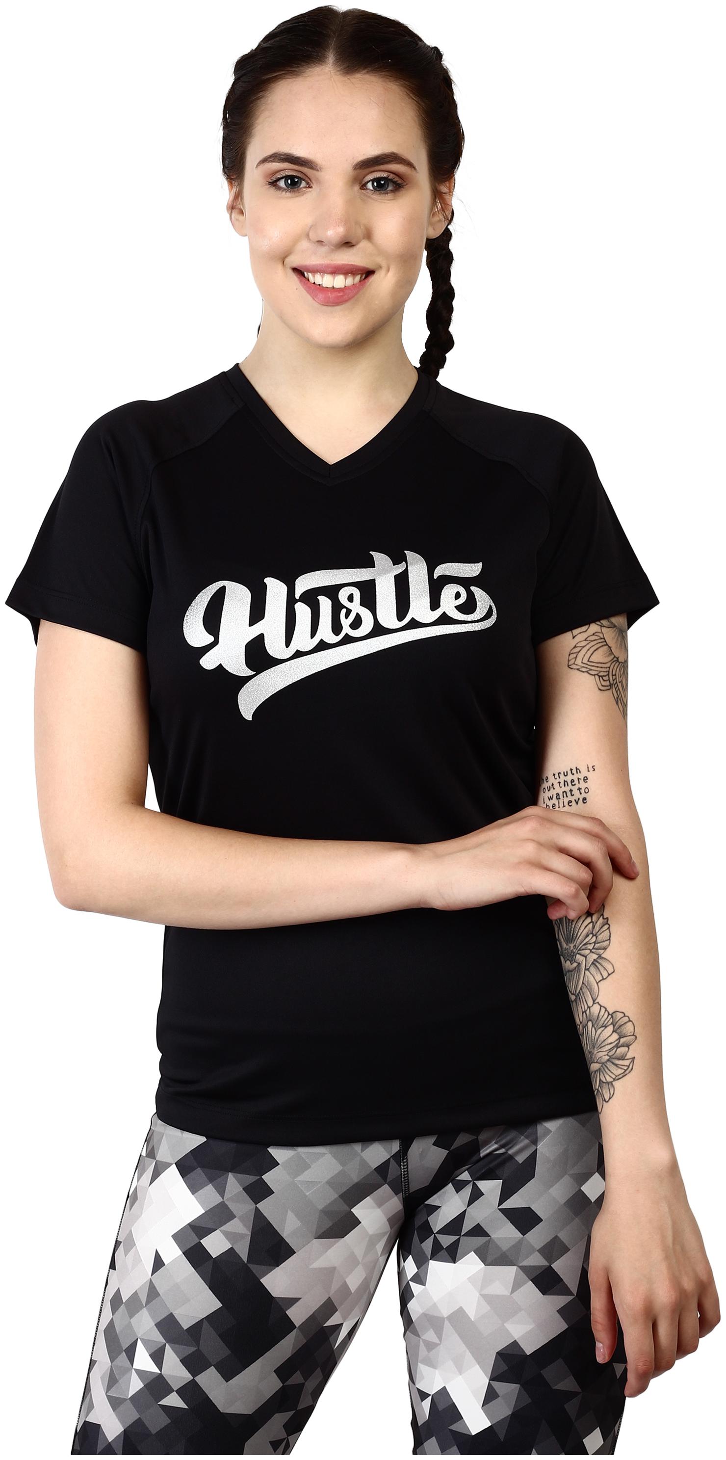 

Off Limits Women Black Regular fit V neck Polyester T shirt