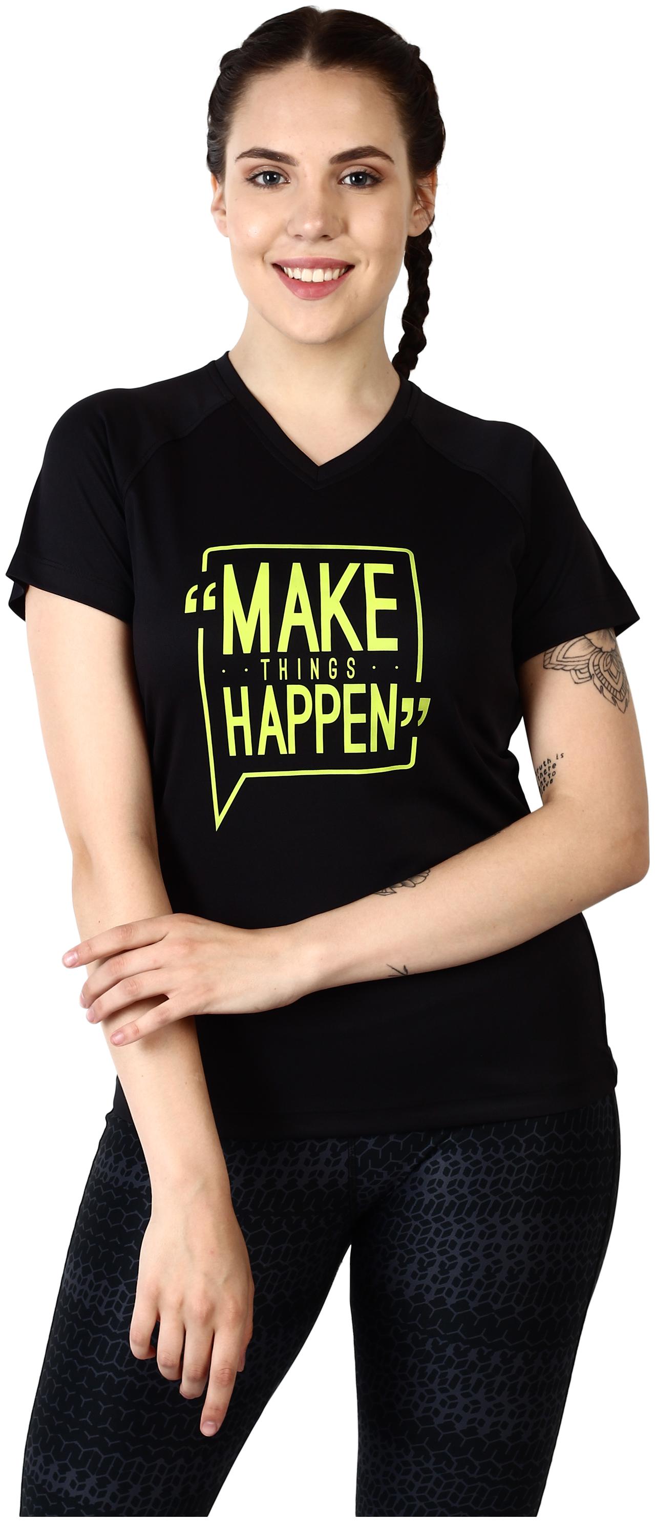 

Off Limits Women Black Regular fit V neck Polyester T shirt