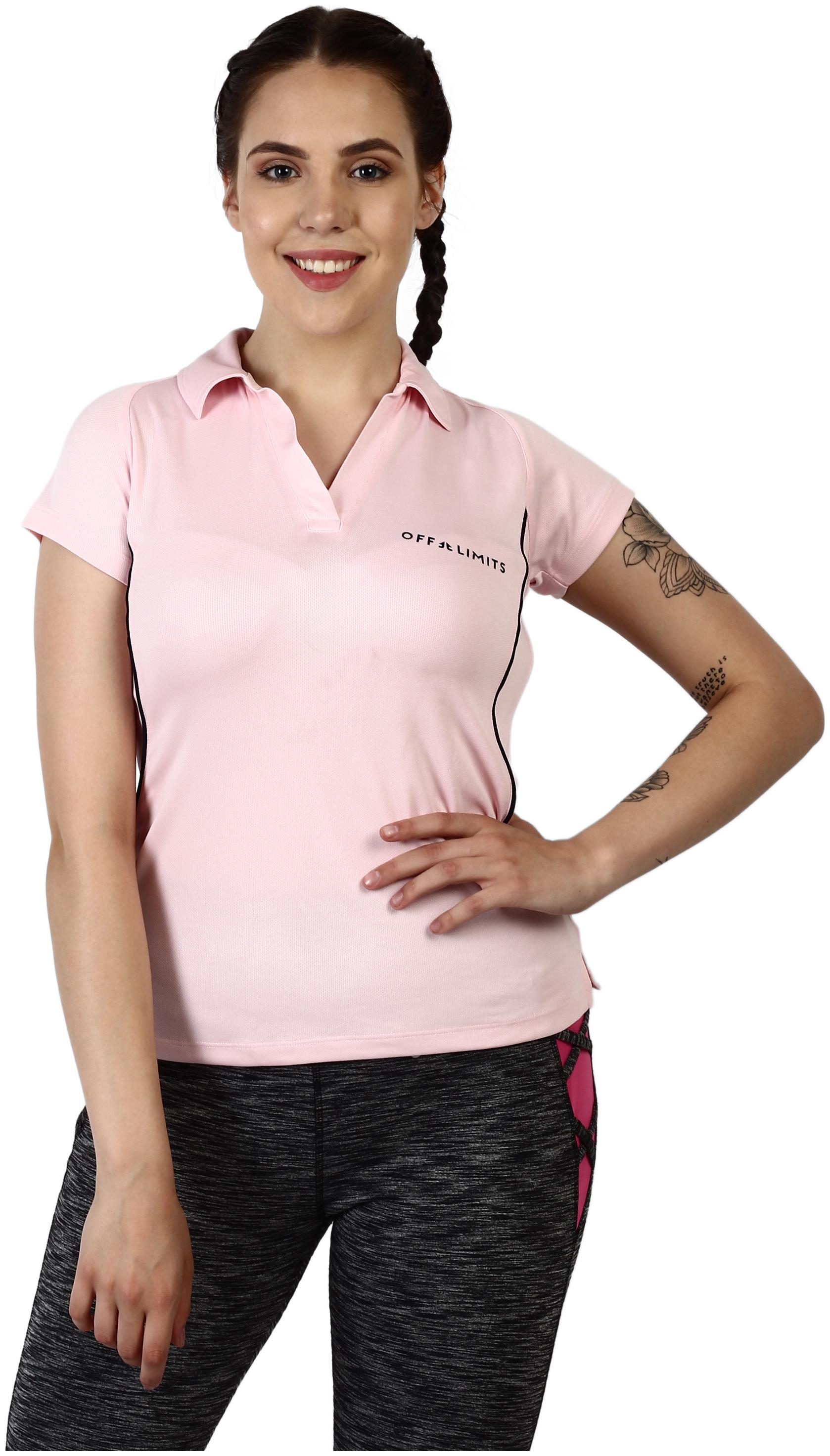 

Off Limits Women Pink Regular fit Polo neck Polyester T shirt