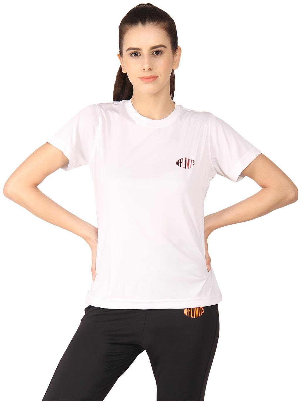 

Off Limits Women White Slim fit Round neck Polyester T shirt