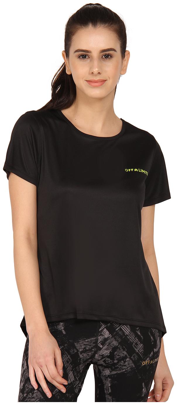 

Off Limits Women Black Slim fit Round neck Polyester T shirt
