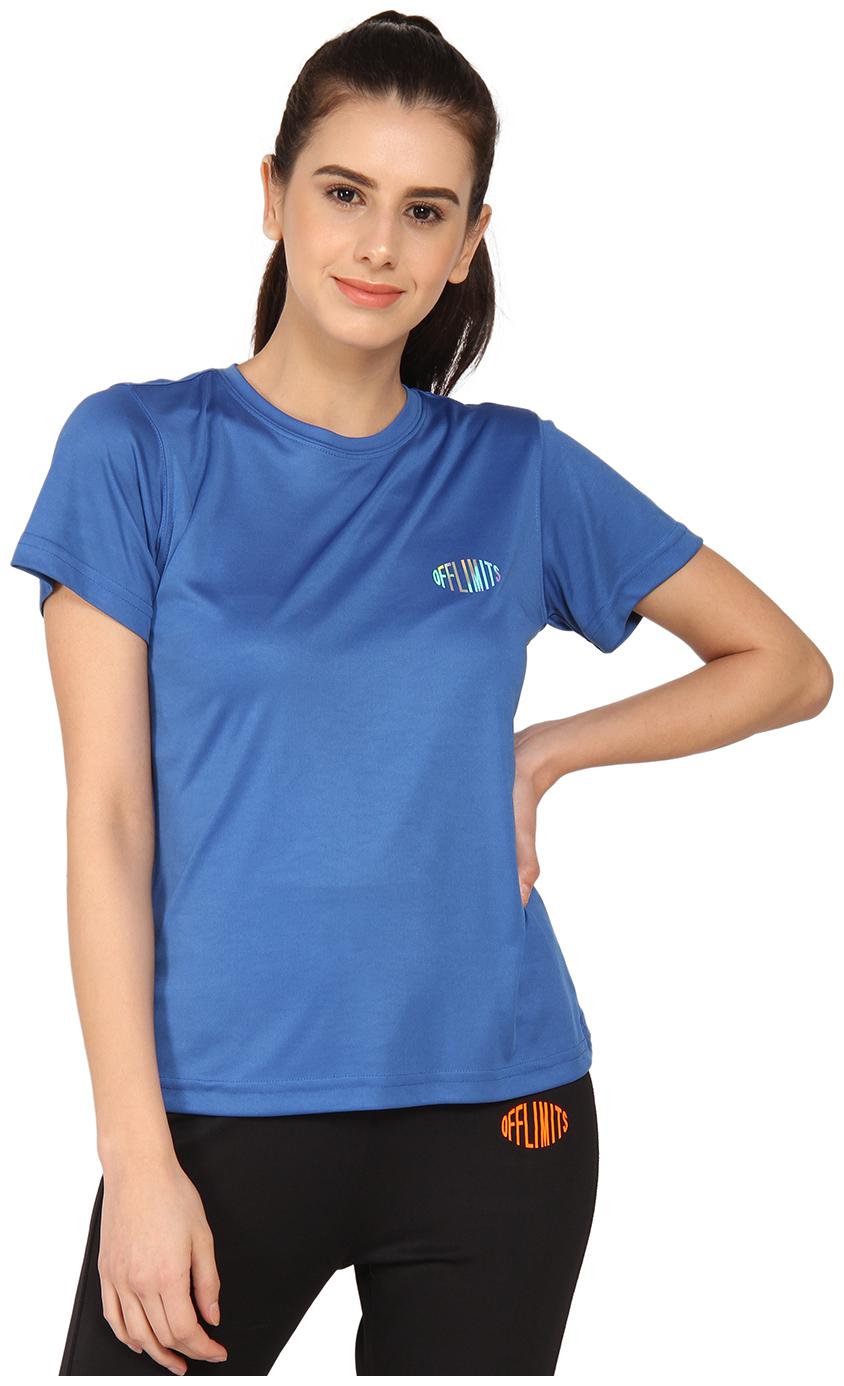 

Off Limits Women Blue Slim fit Round neck Polyester T shirt