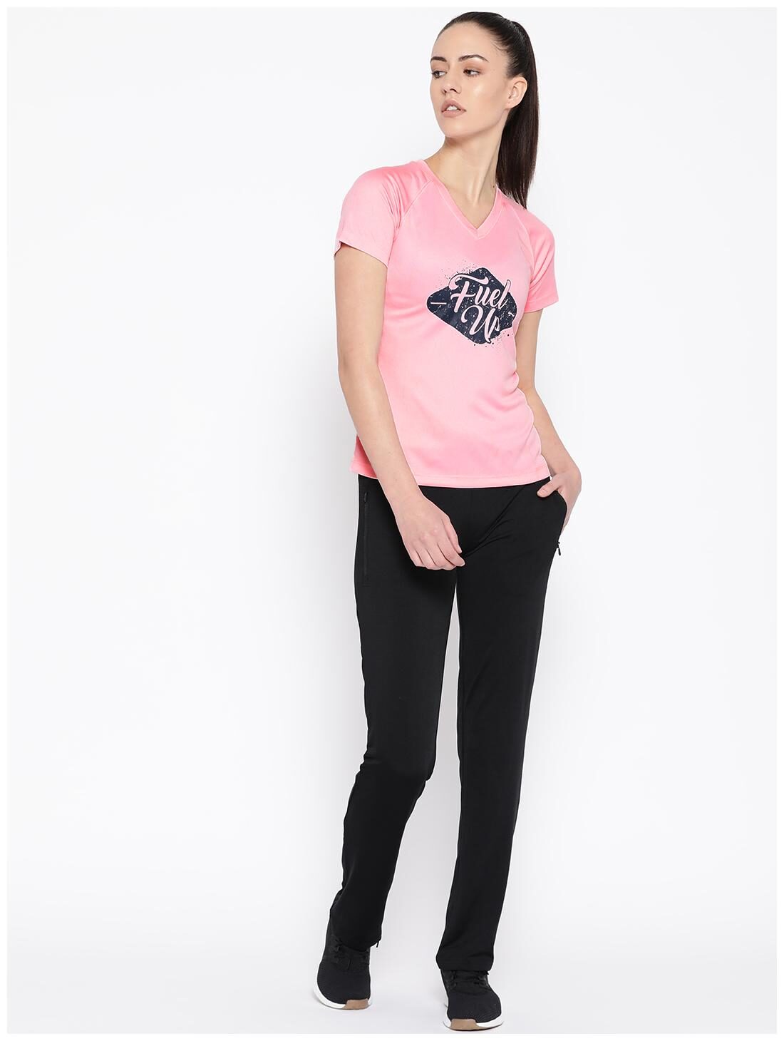 

Off Limits Women Pink Regular fit V neck Polyester T shirt