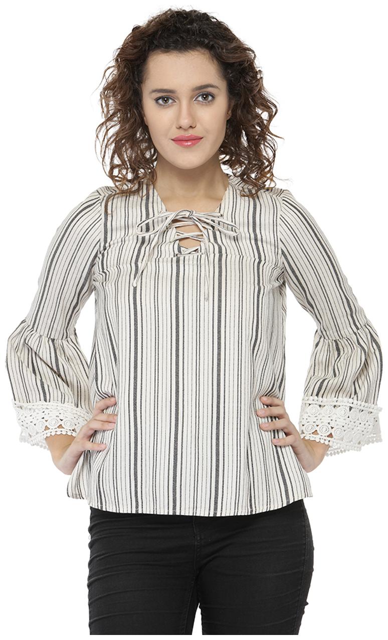 Off white Full Sleeve Top by Oxolloxo