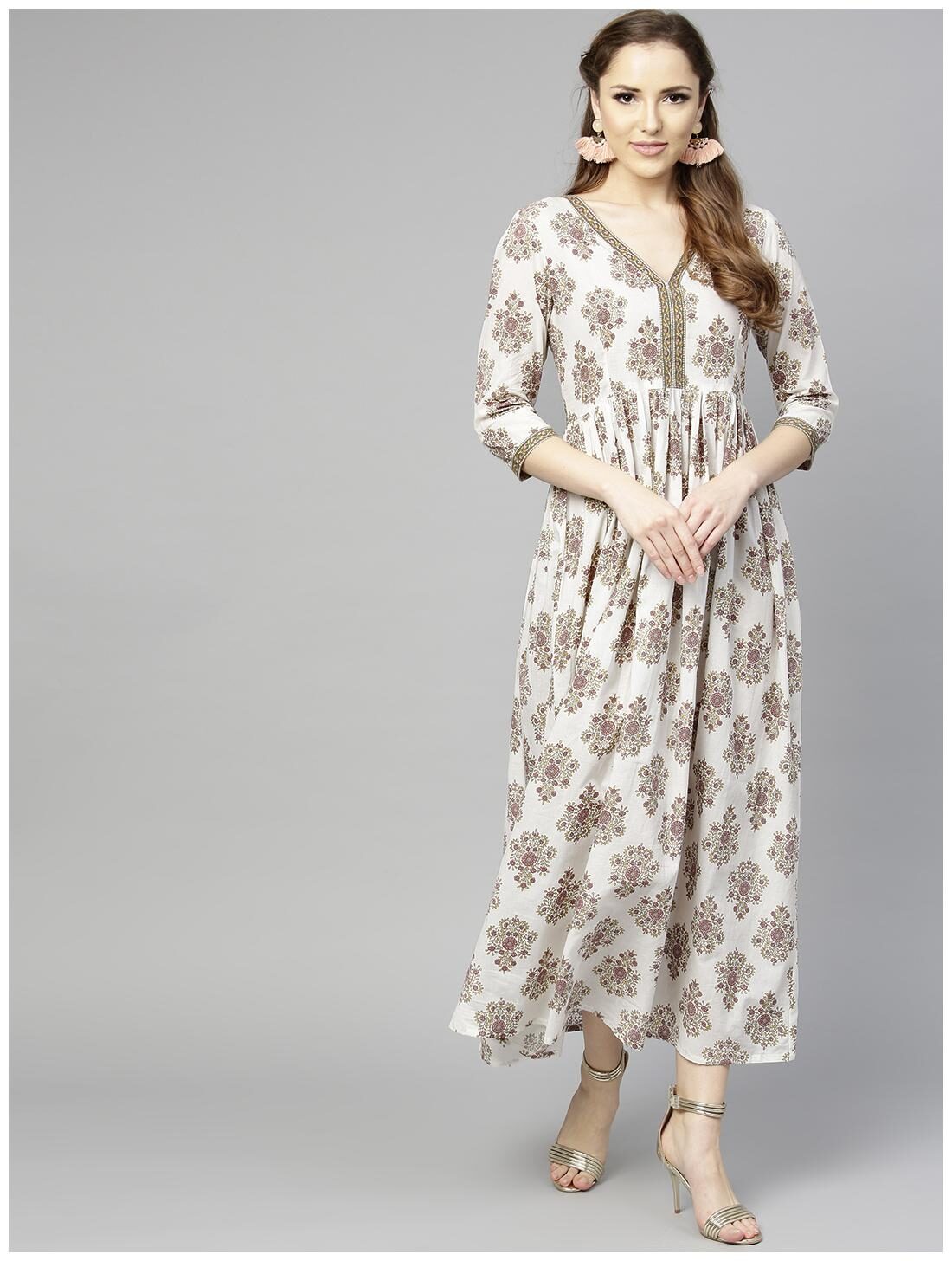 

AASI- HOUSE OF NAYO White Printed Maxi dress