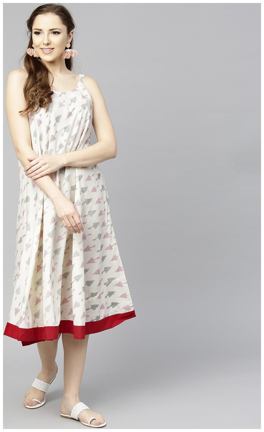 

AASI- HOUSE OF NAYO White Printed A-line dress