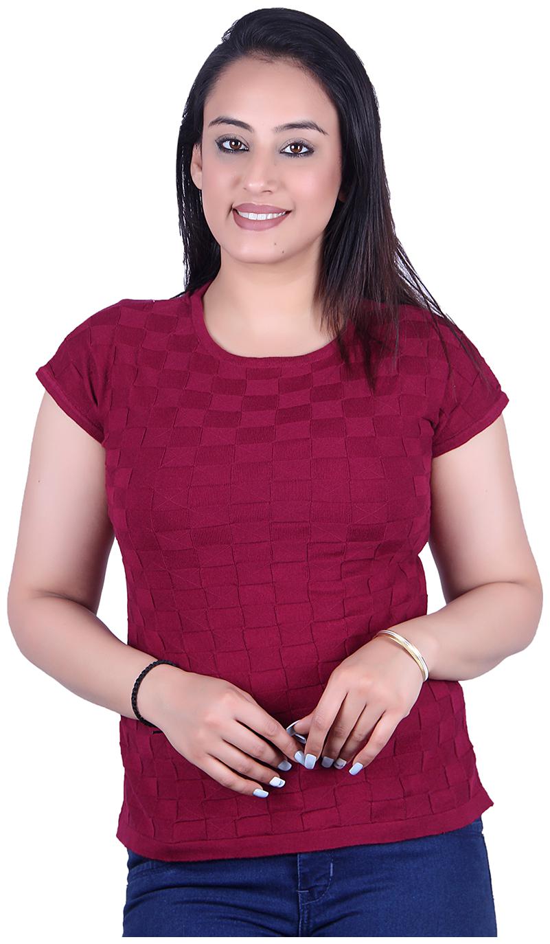 

Ogarti Women Magenta Regular fit Round neck Cotton T shirt