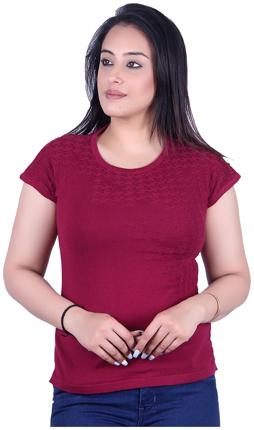 

Ogarti Women Magenta Regular fit Round neck Cotton T shirt