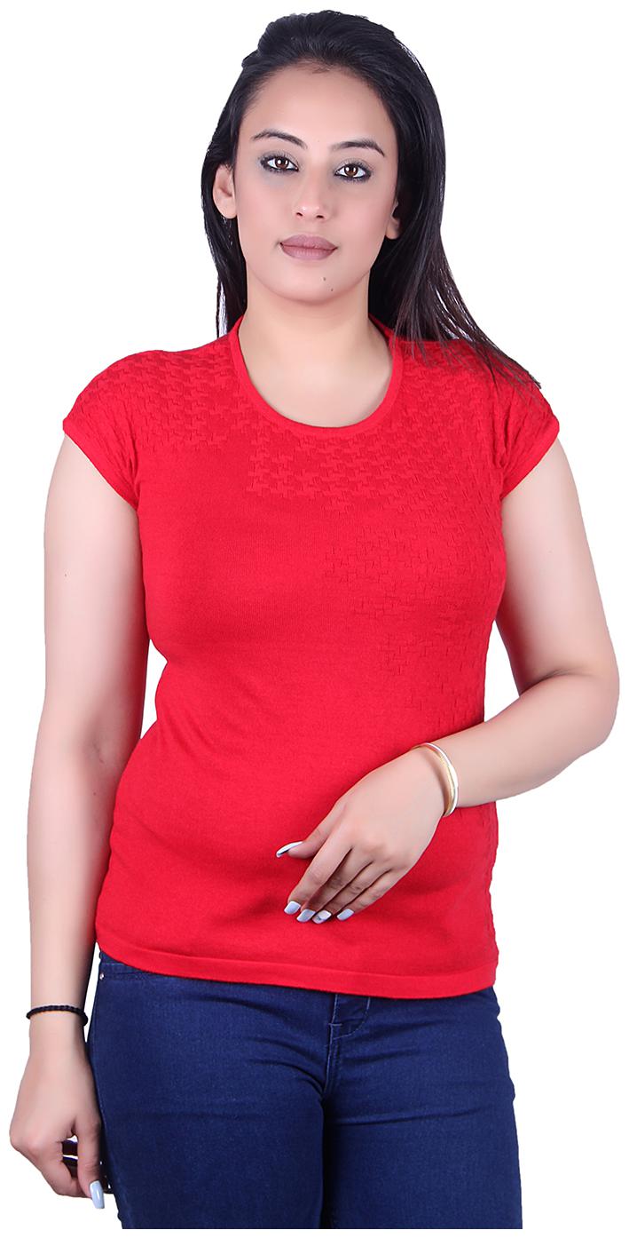 

Ogarti Women Red Regular fit Round neck Cotton T shirt