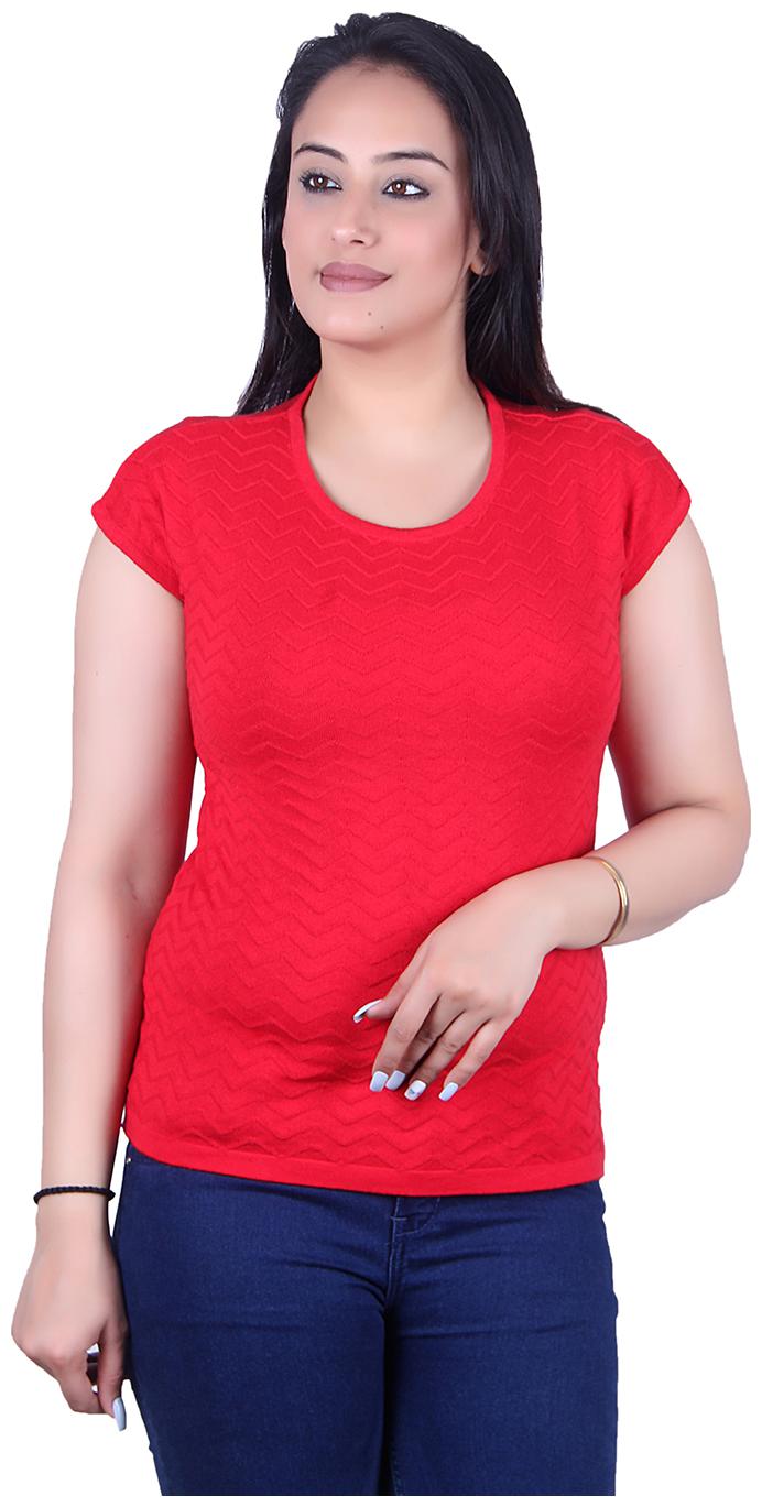 

Ogarti Women Red Regular fit Round neck Cotton T shirt