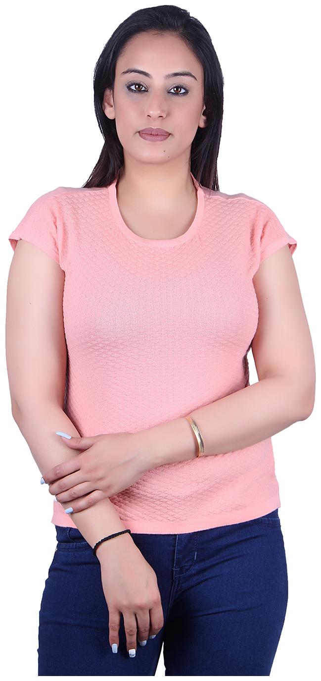

Ogarti Women Peach Regular fit Round neck Cotton T shirt