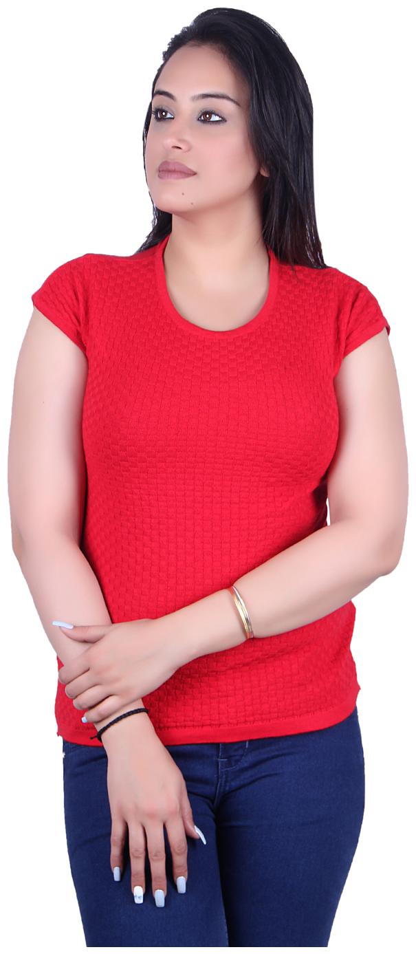 

Ogarti Women Self design Regular top - Red
