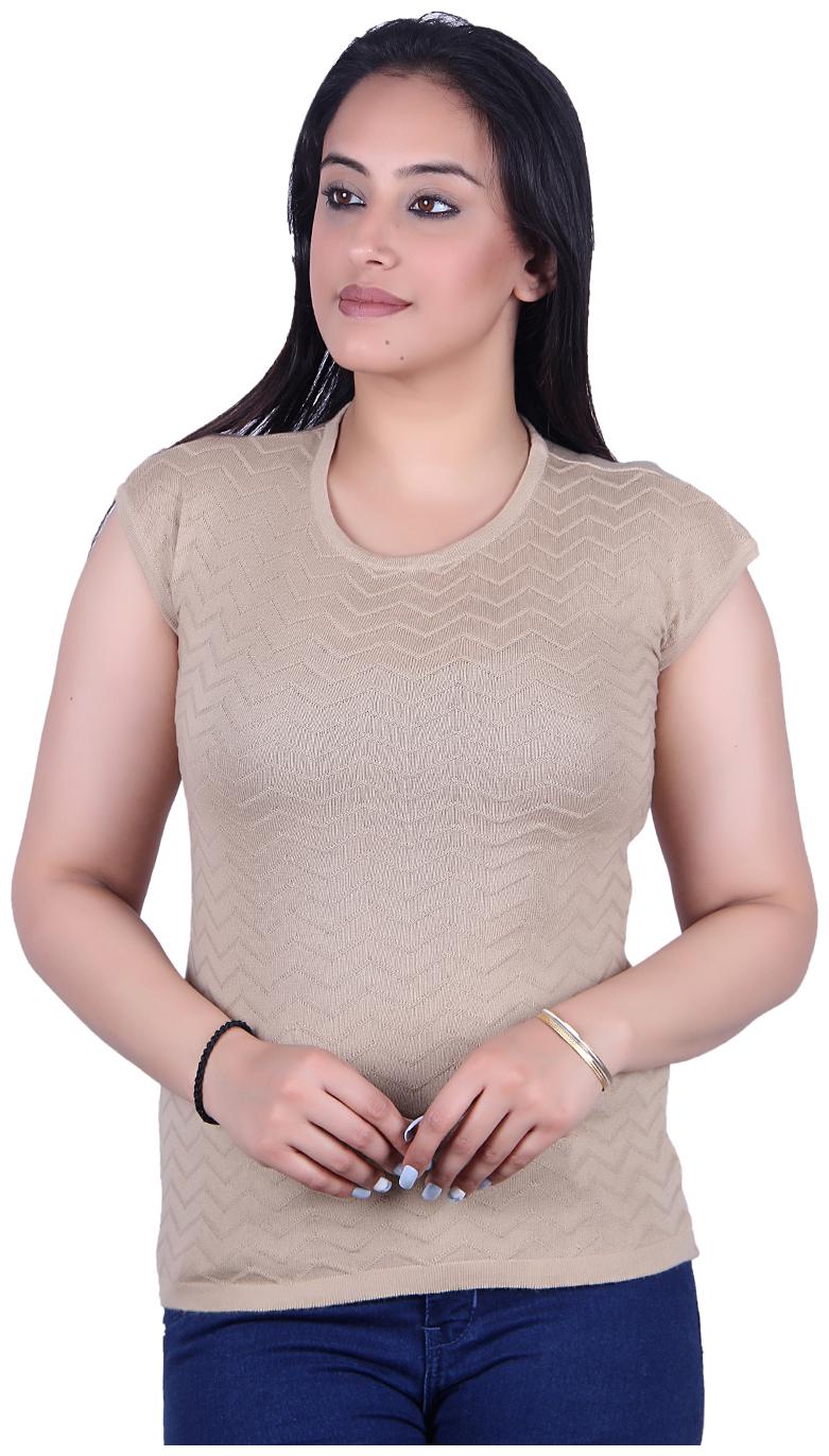 

Ogarti Women Self design Regular top - Beige