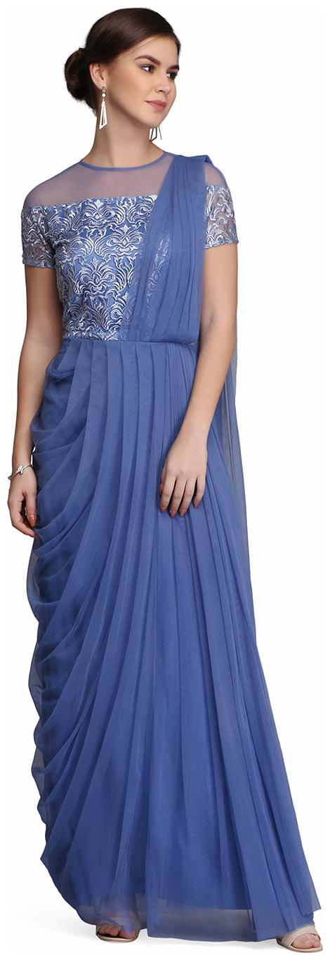 

Ojjasvi Blue Draped Gown