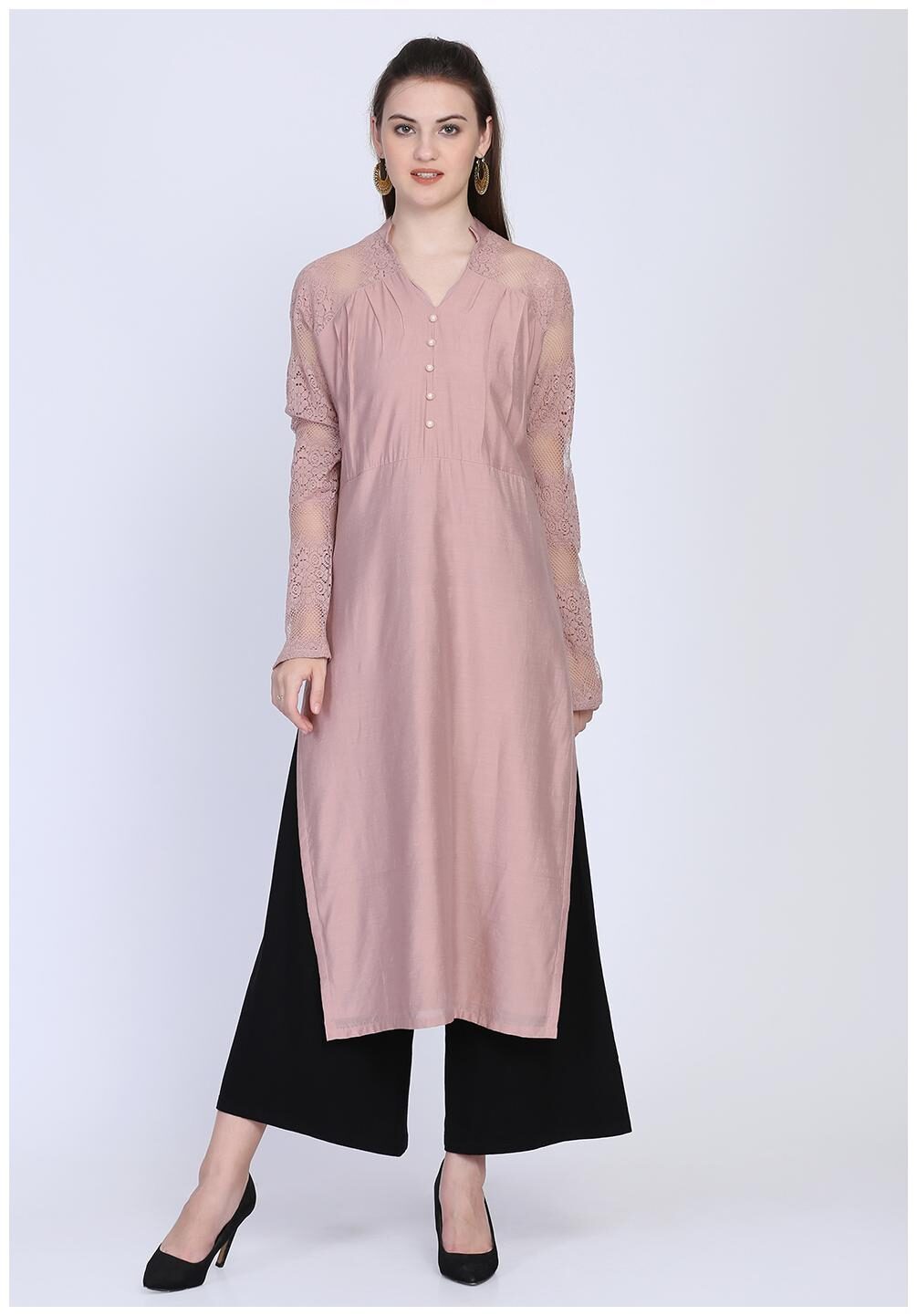 

Ojjasvi Women Pink Solid Straight Kurta