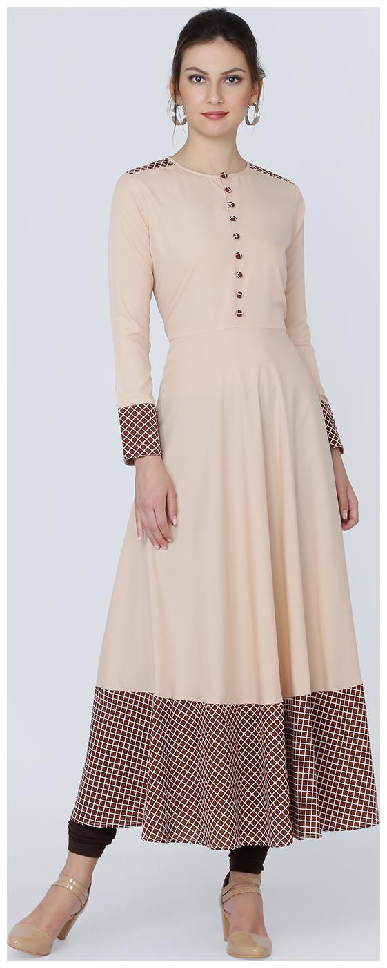 

Ojjasvi Women Beige Solid Anarkali Kurta