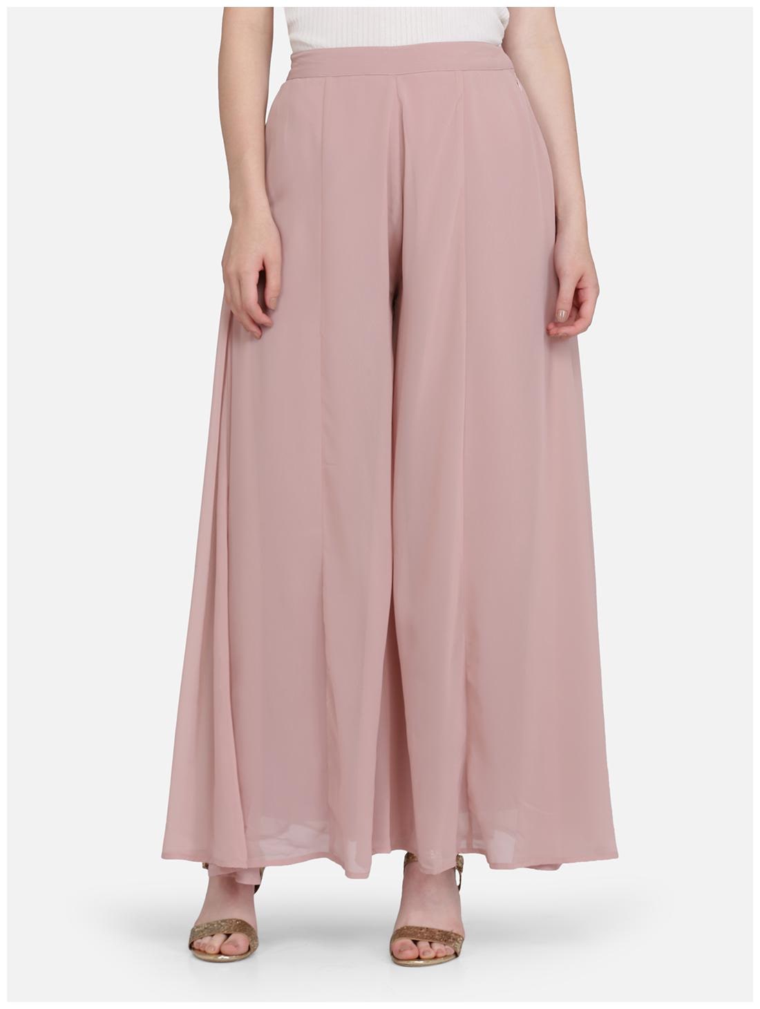 

Ojjasvi Pink Solid Flared Palazzo