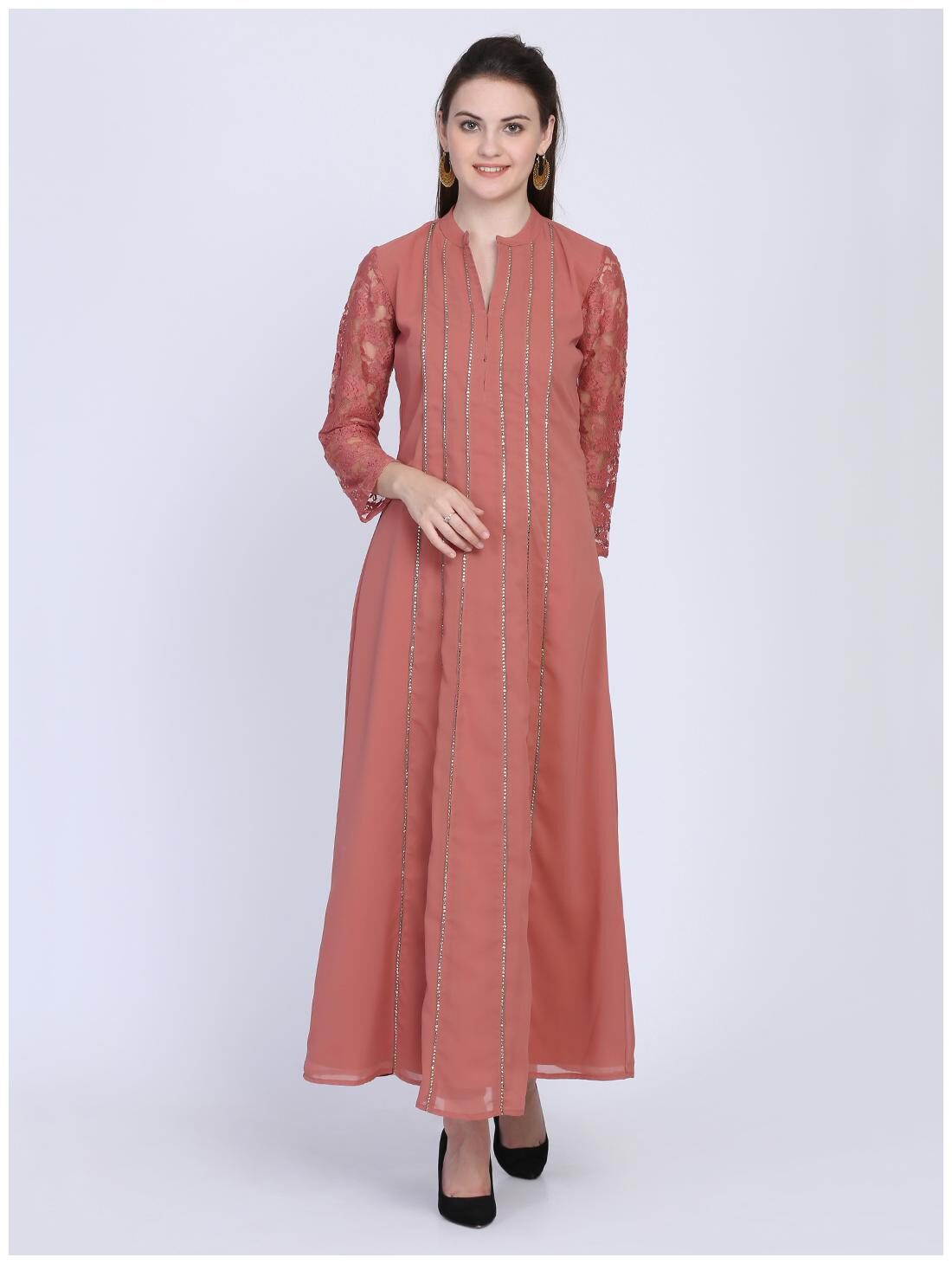 

Ojjasvi Pink Embellished A-line dress