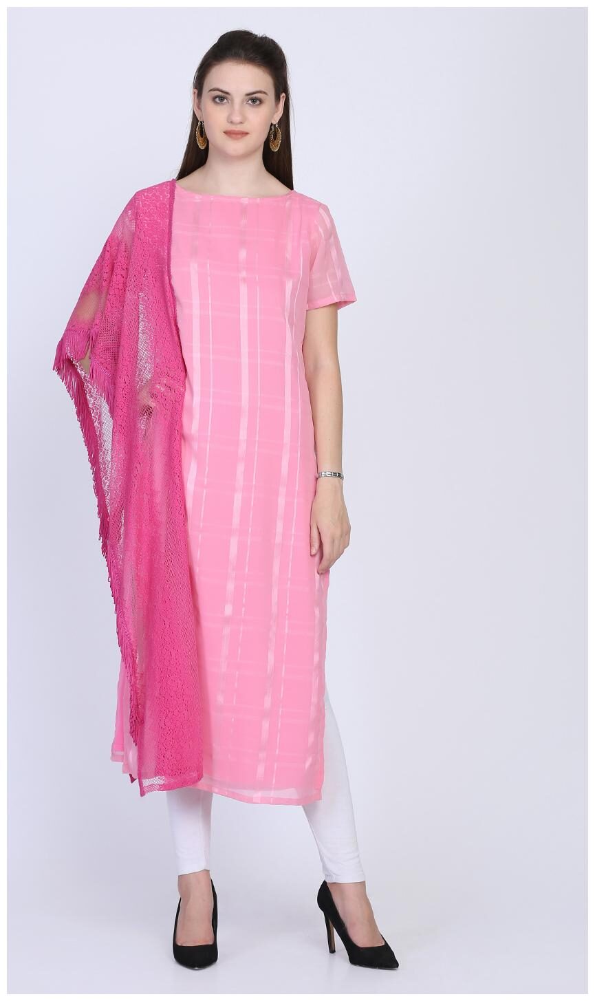 

Ojjasvi Women Pink Solid Straight Kurta