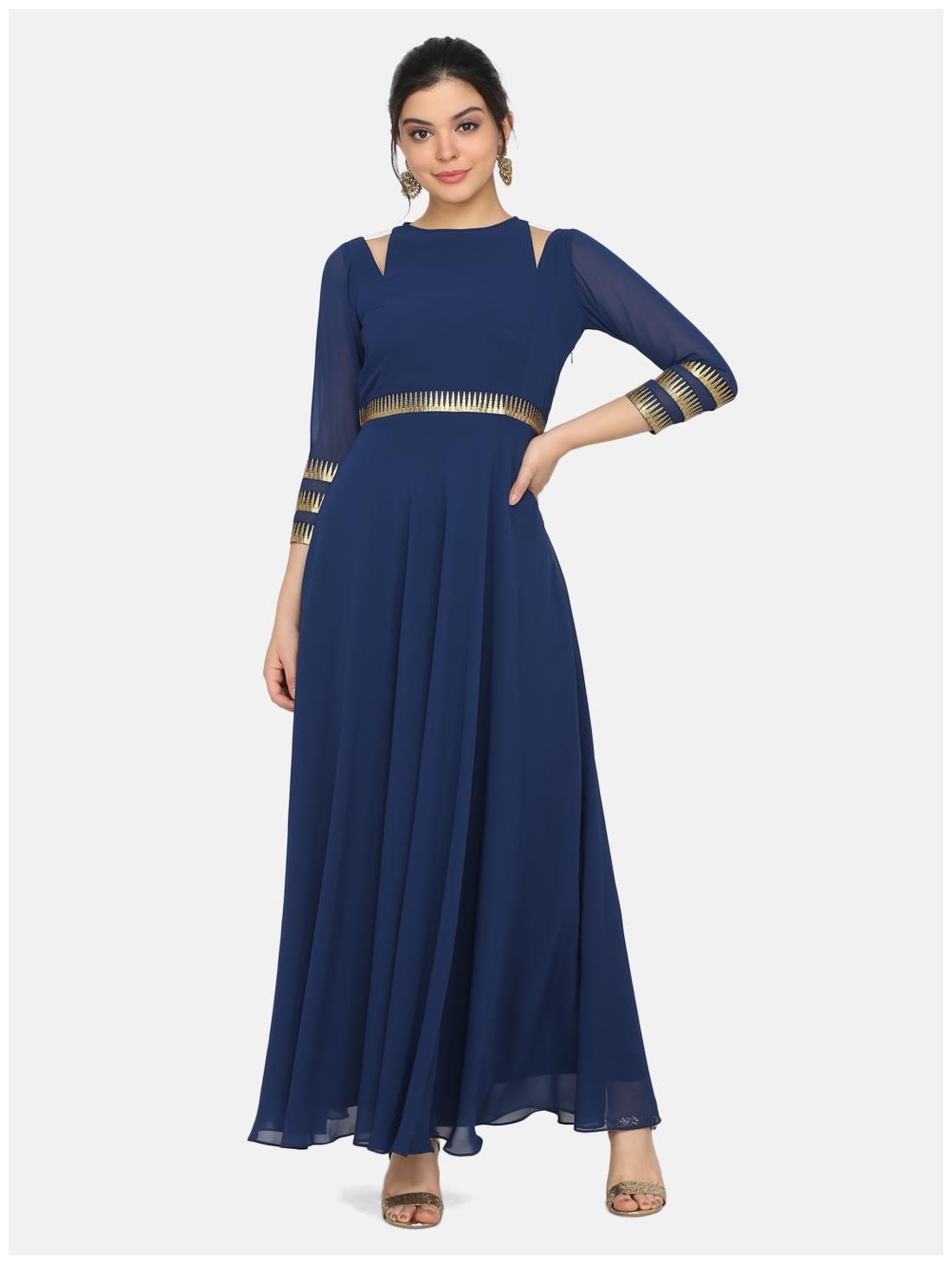 

Ojjasvi Blue Solid Flared dress