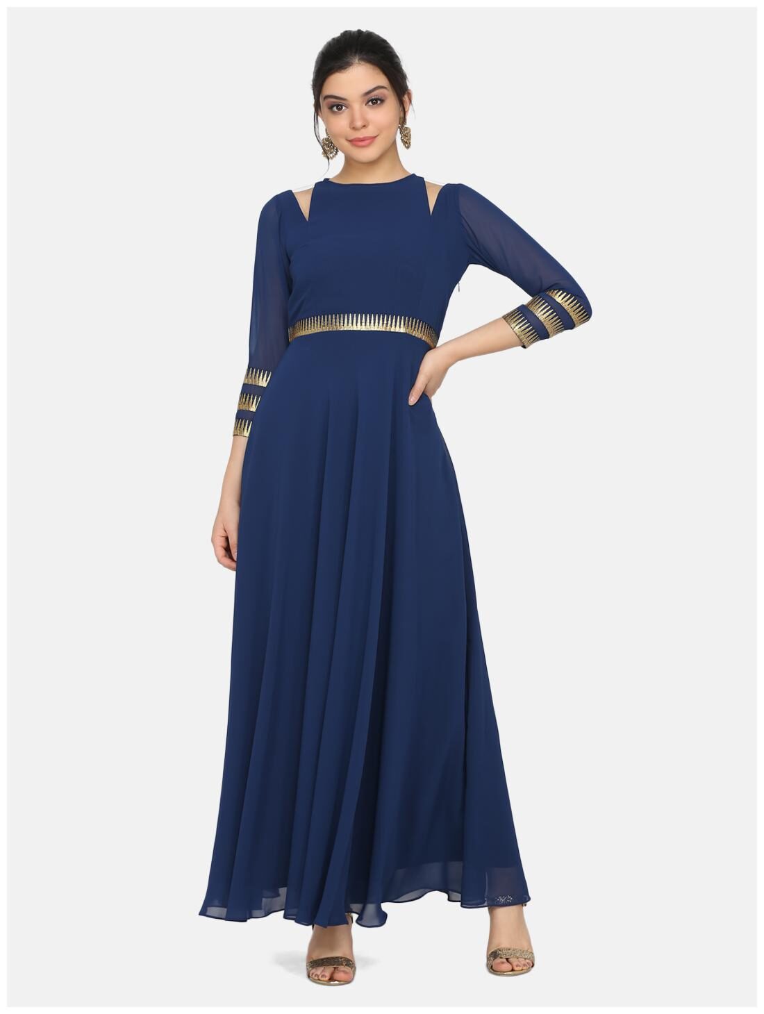 

Ojjasvi Blue Solid Flared dress